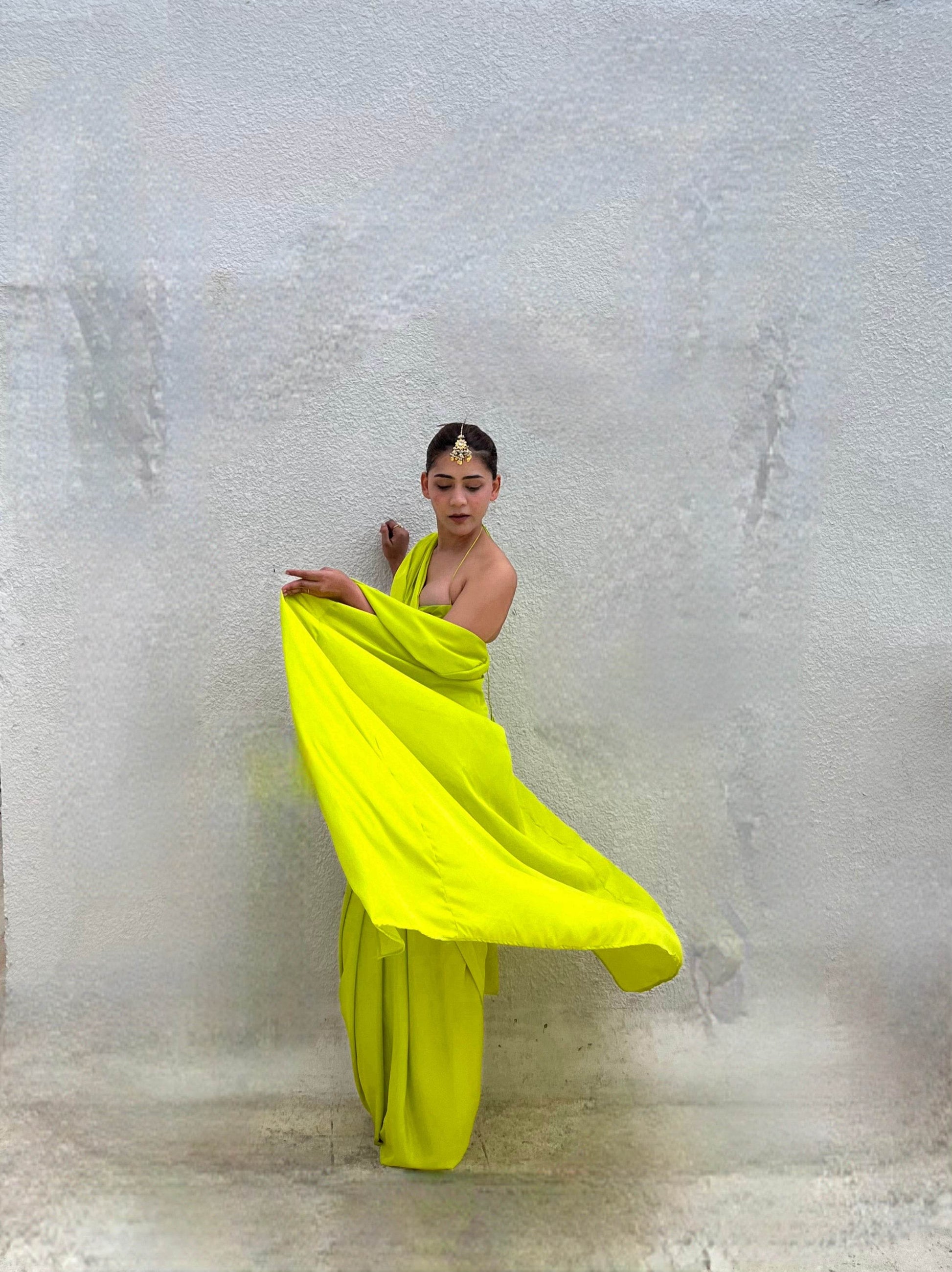 3 peice Lime Green saree set - That Gal