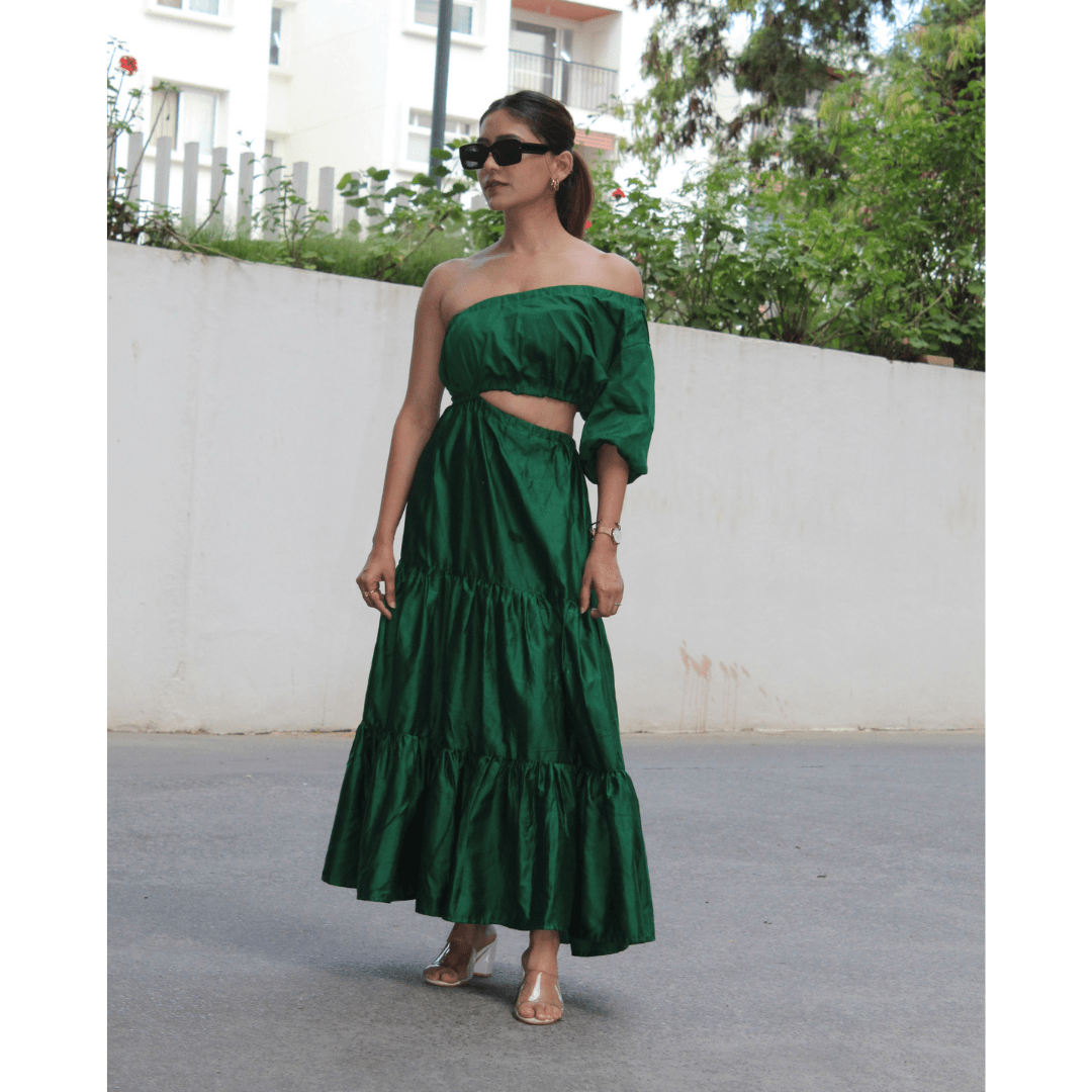 Chloe Cotton Linen Dress - Green - That Gal