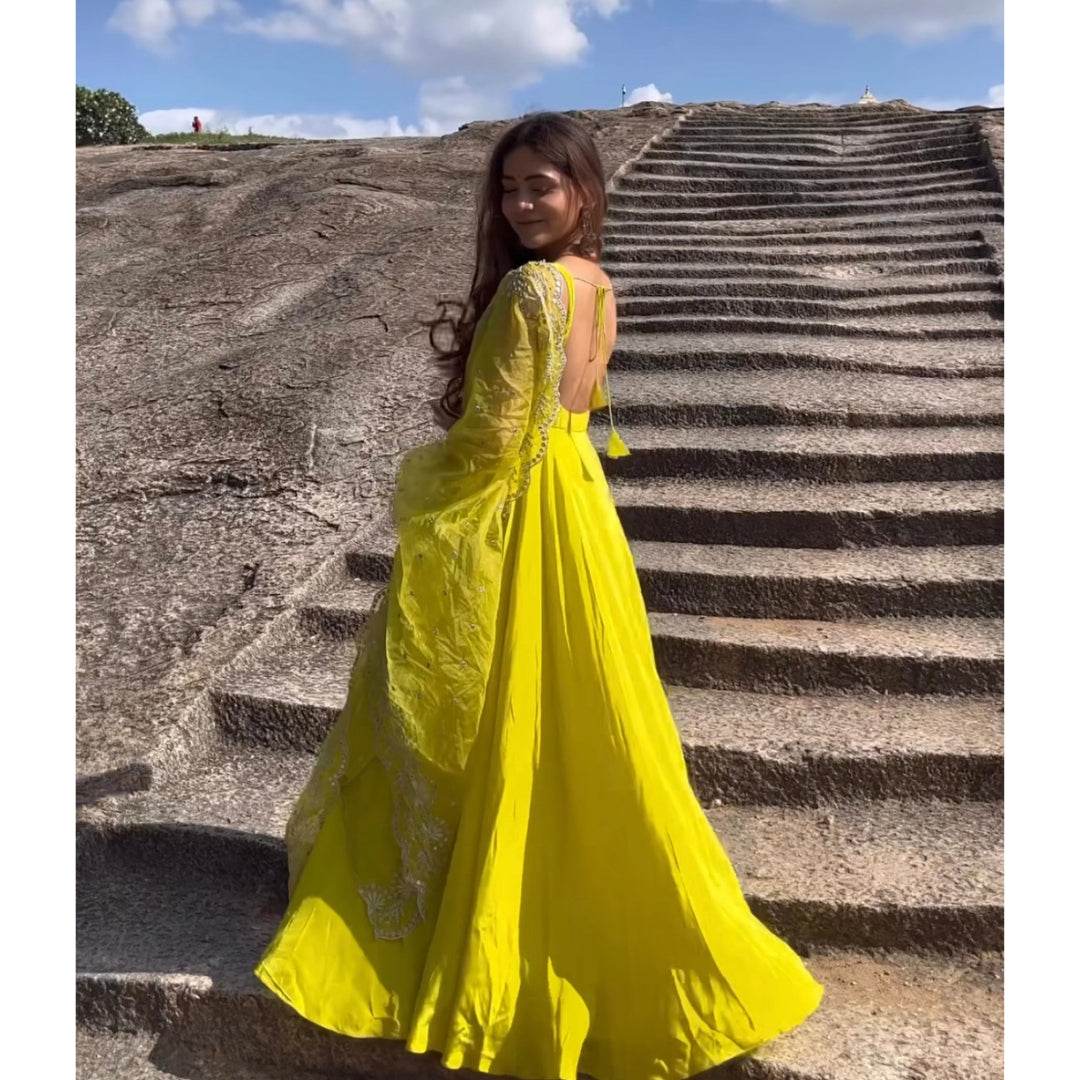 Lime Yellow Anarkali Suit - That Gal