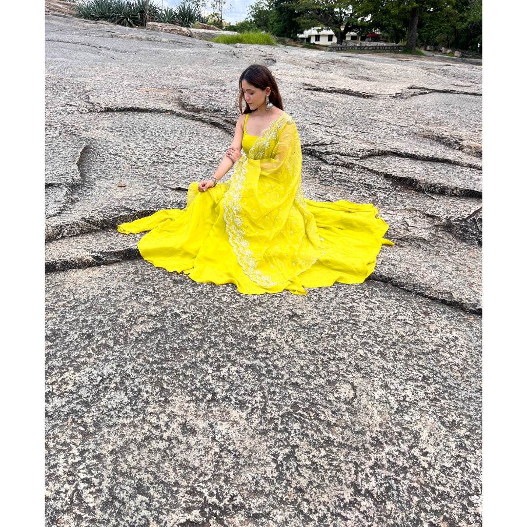 Lime Yellow Anarkali Suit - That Gal