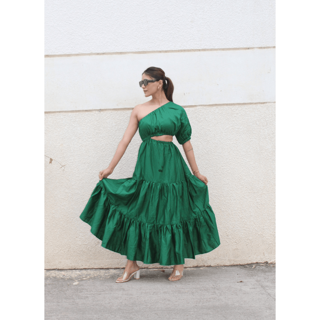 Chloe Cotton Linen Dress - Green - That Gal