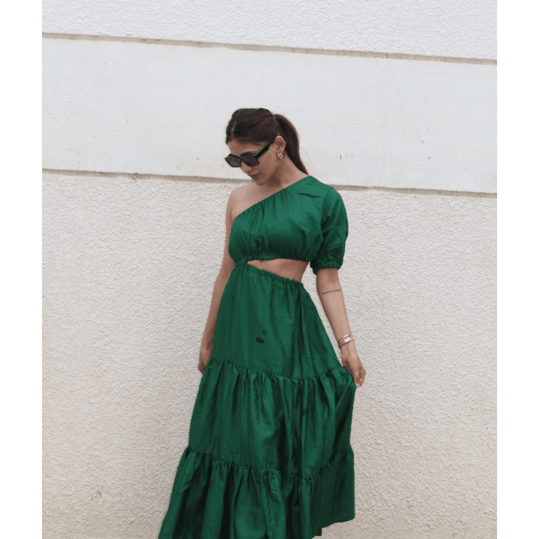 Chloe Cotton Linen Dress - Green - That Gal