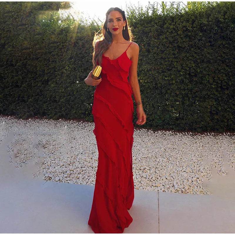 Rouge - Red Ruffled Maxi Dress - That Gal