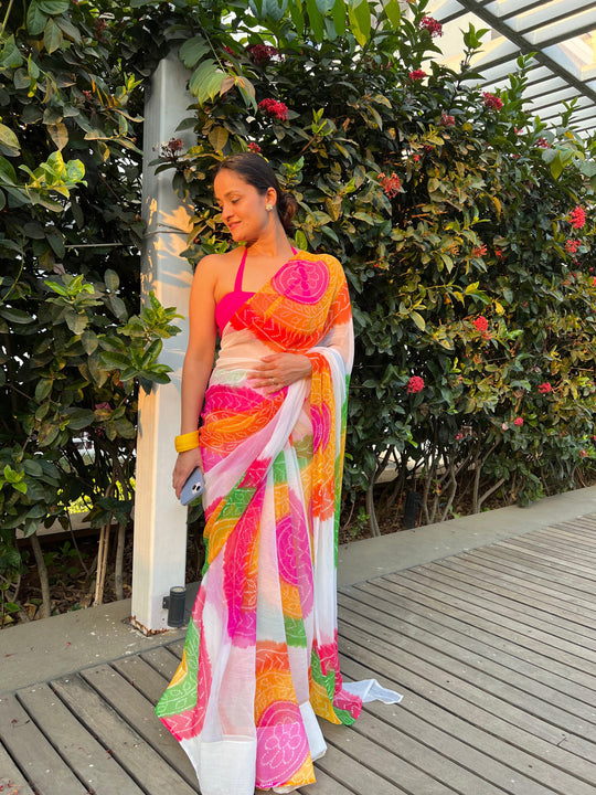 Faguniya Chiffon Saree - Colourful