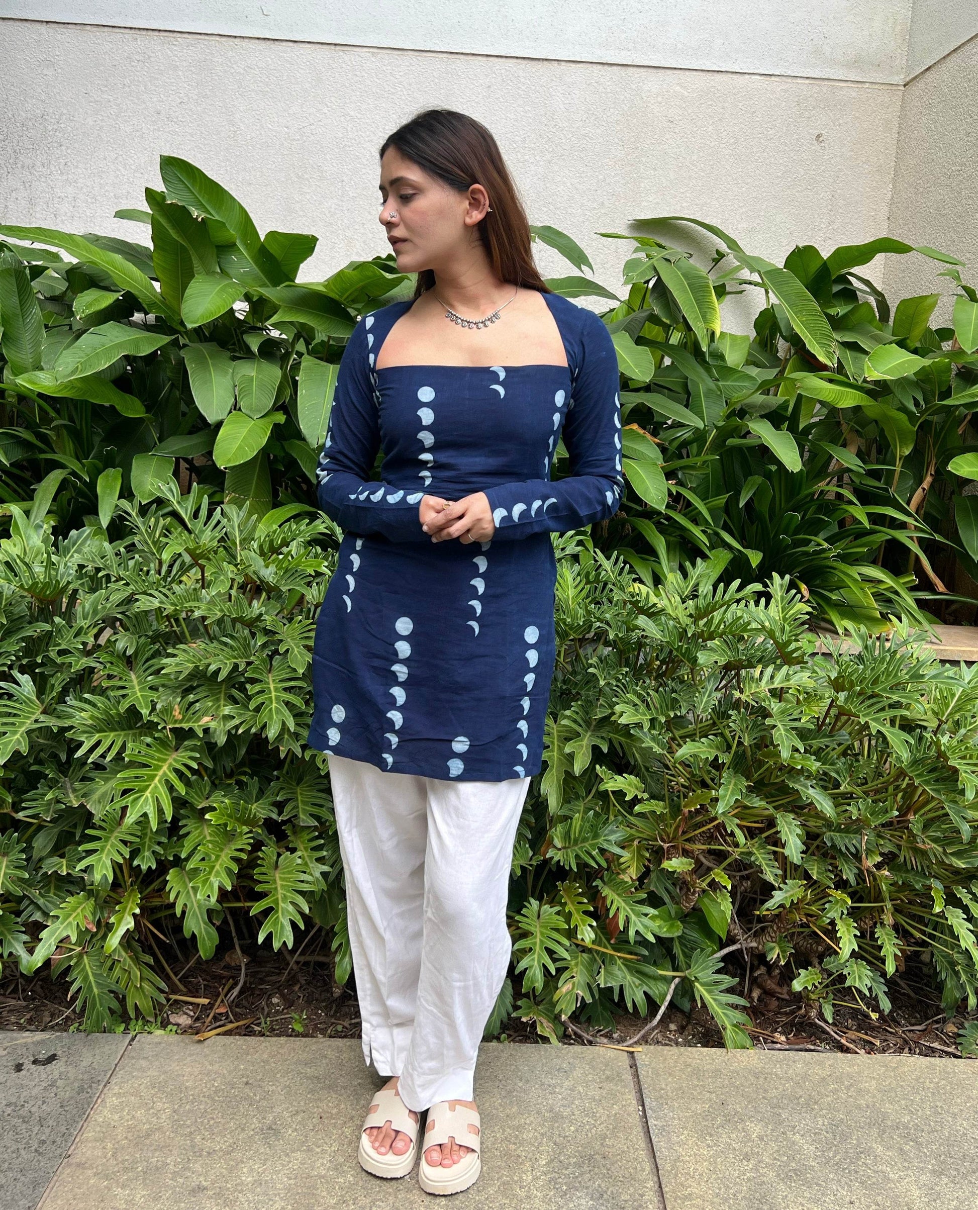 Anaira Indigo Hand Block Printed Kurti - That Gal