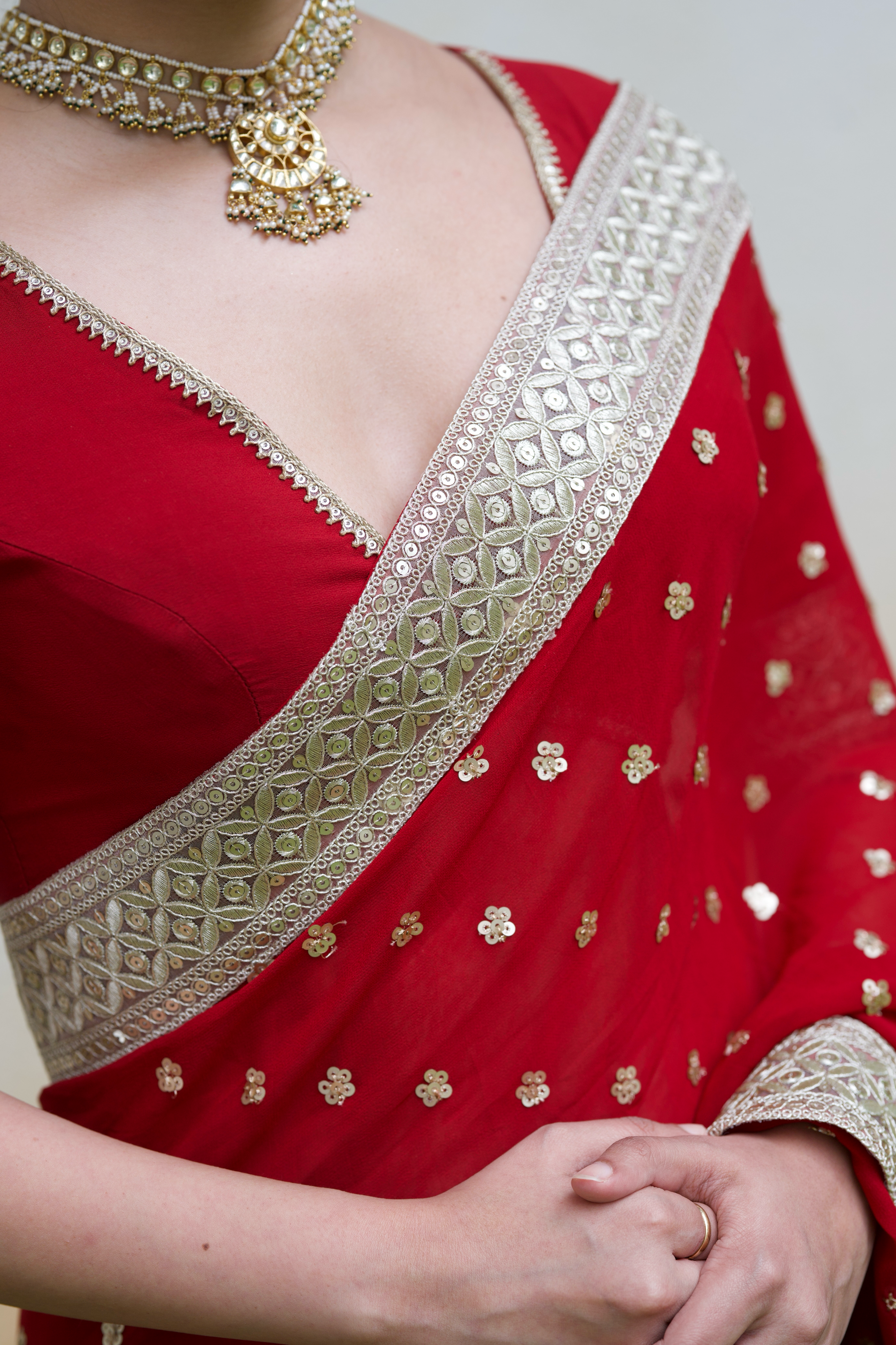 Hayaa Deep Red Saree Set