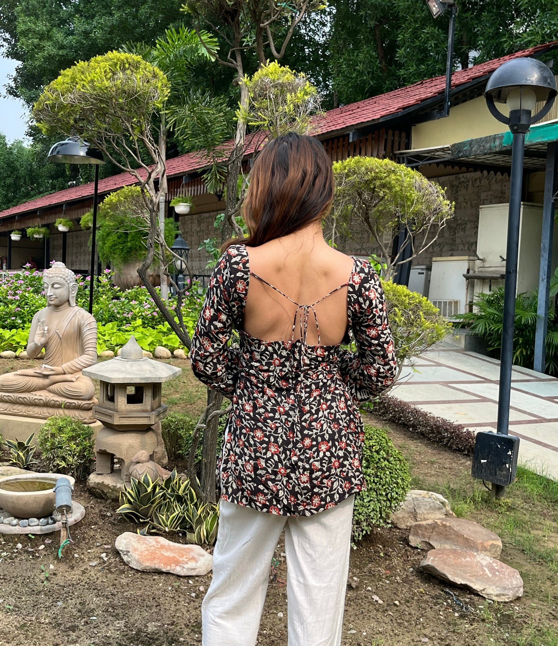 Aliza Bagru Print Silk Satin Kurti