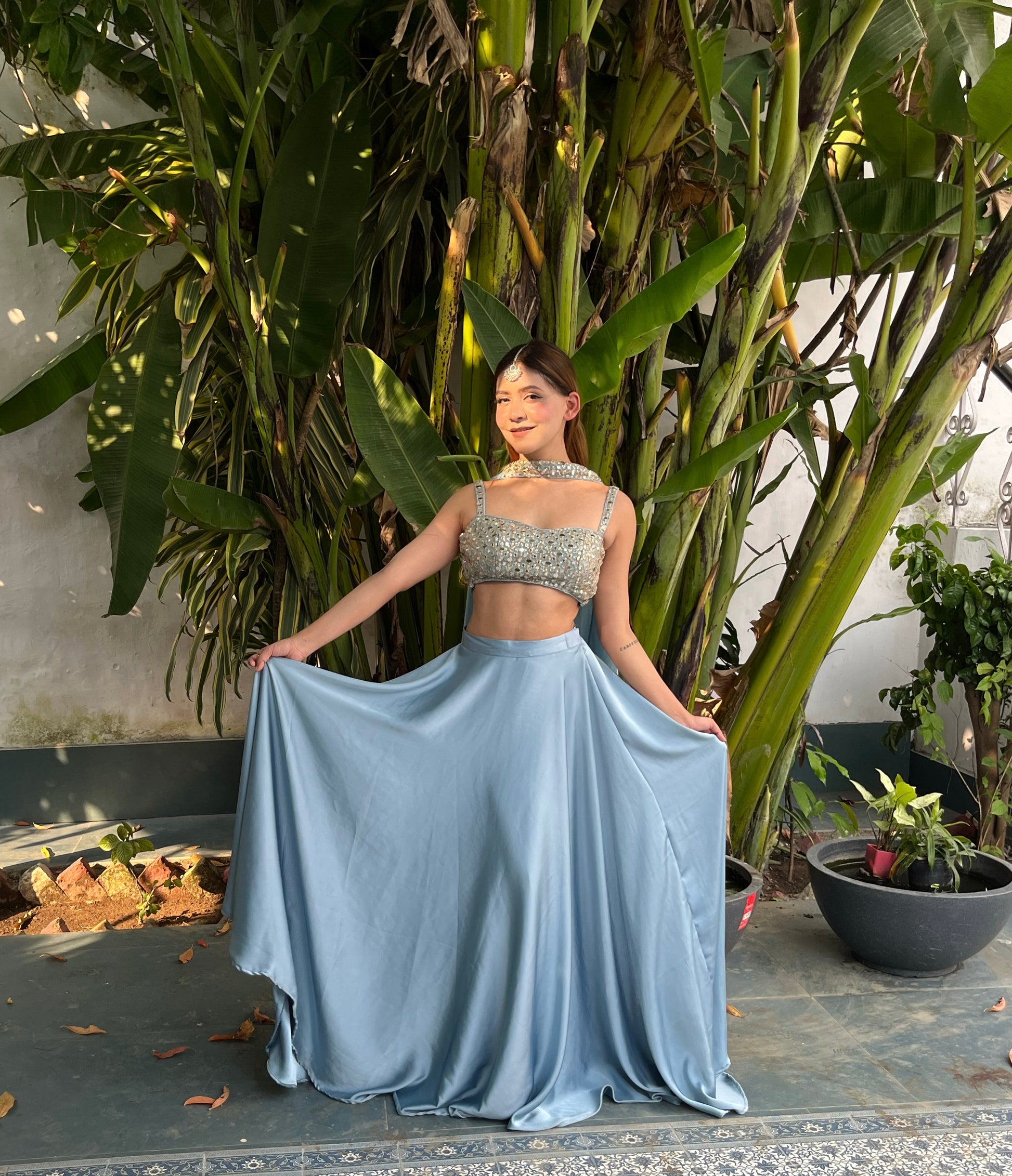 Anaya Lehenga Set - Powder Blue