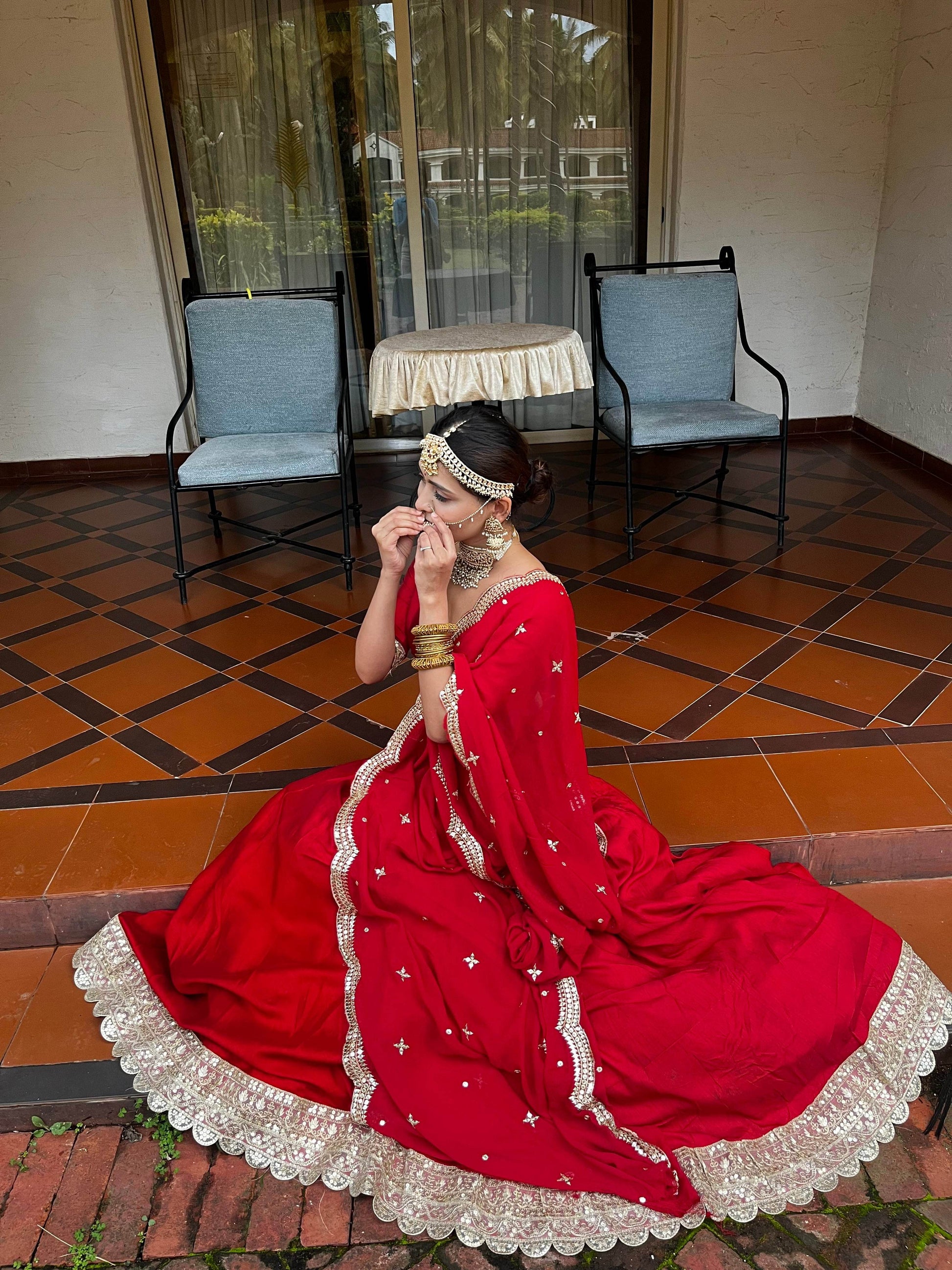 Sindoori Red Dola Silk Lehenga Set - That Gal