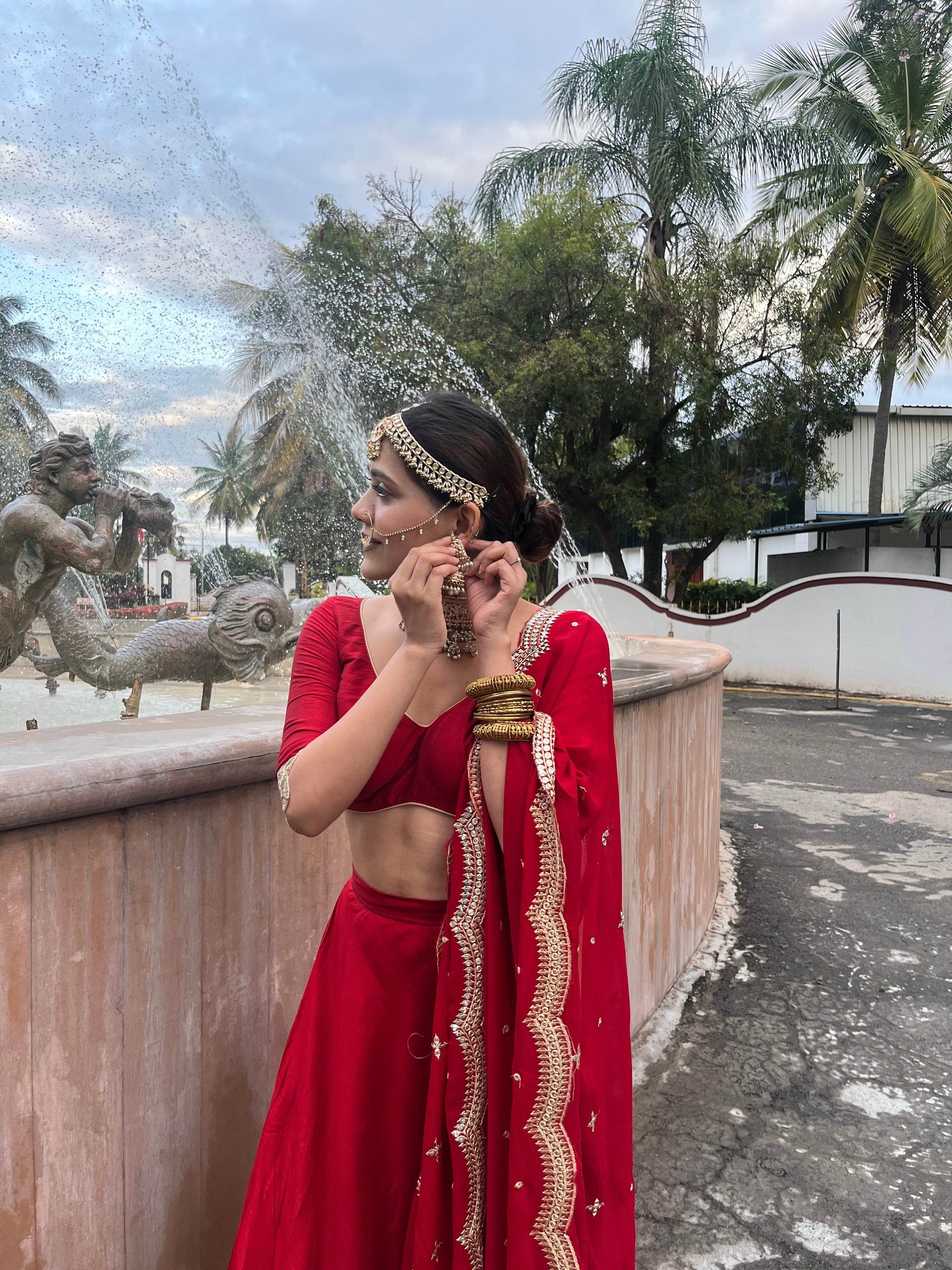 Sindoori Red Dola Silk Lehenga Set - That Gal