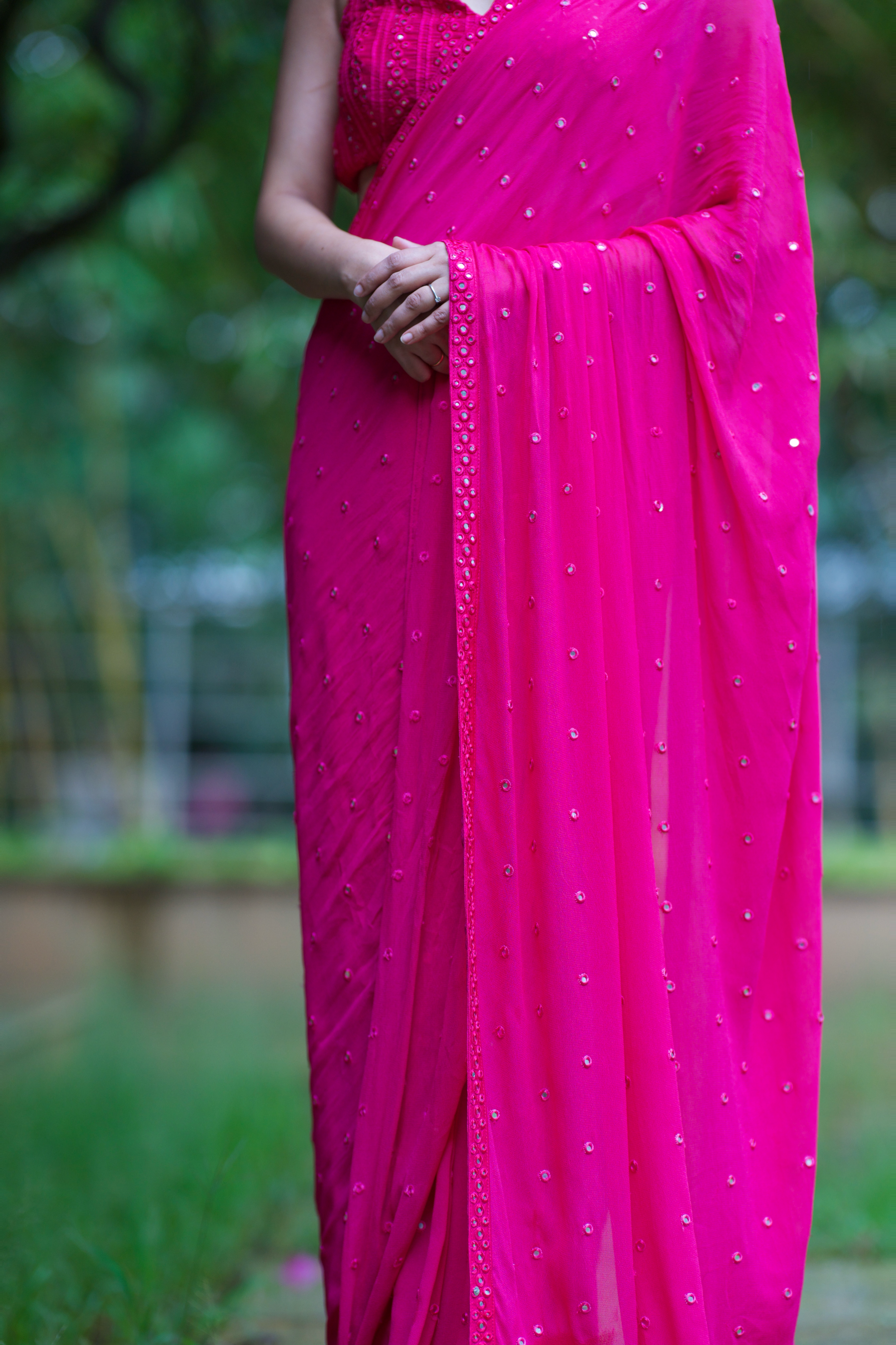 PHOOL Fuchsia Pink Saree Set - Limited Edition