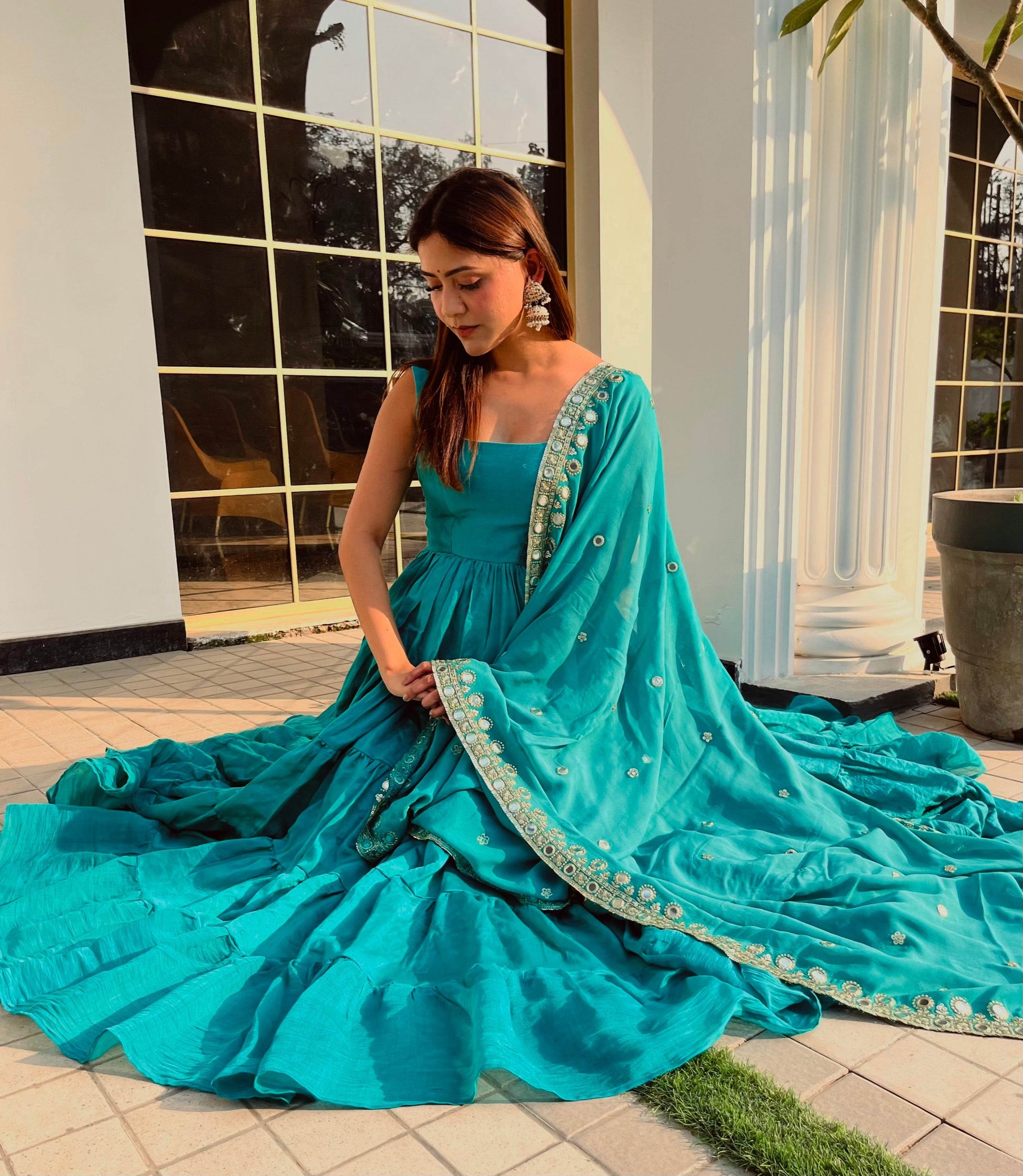 Mahira Turquoise Anarkali Suit Set - That Gal