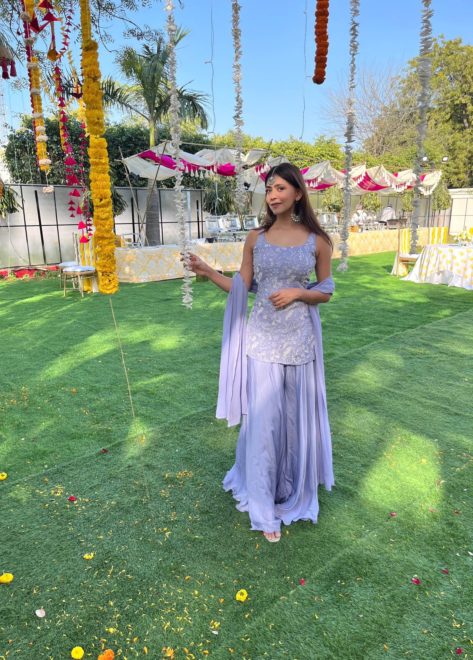 Chaandni Sharara Set - Lilac Blue - That Gal