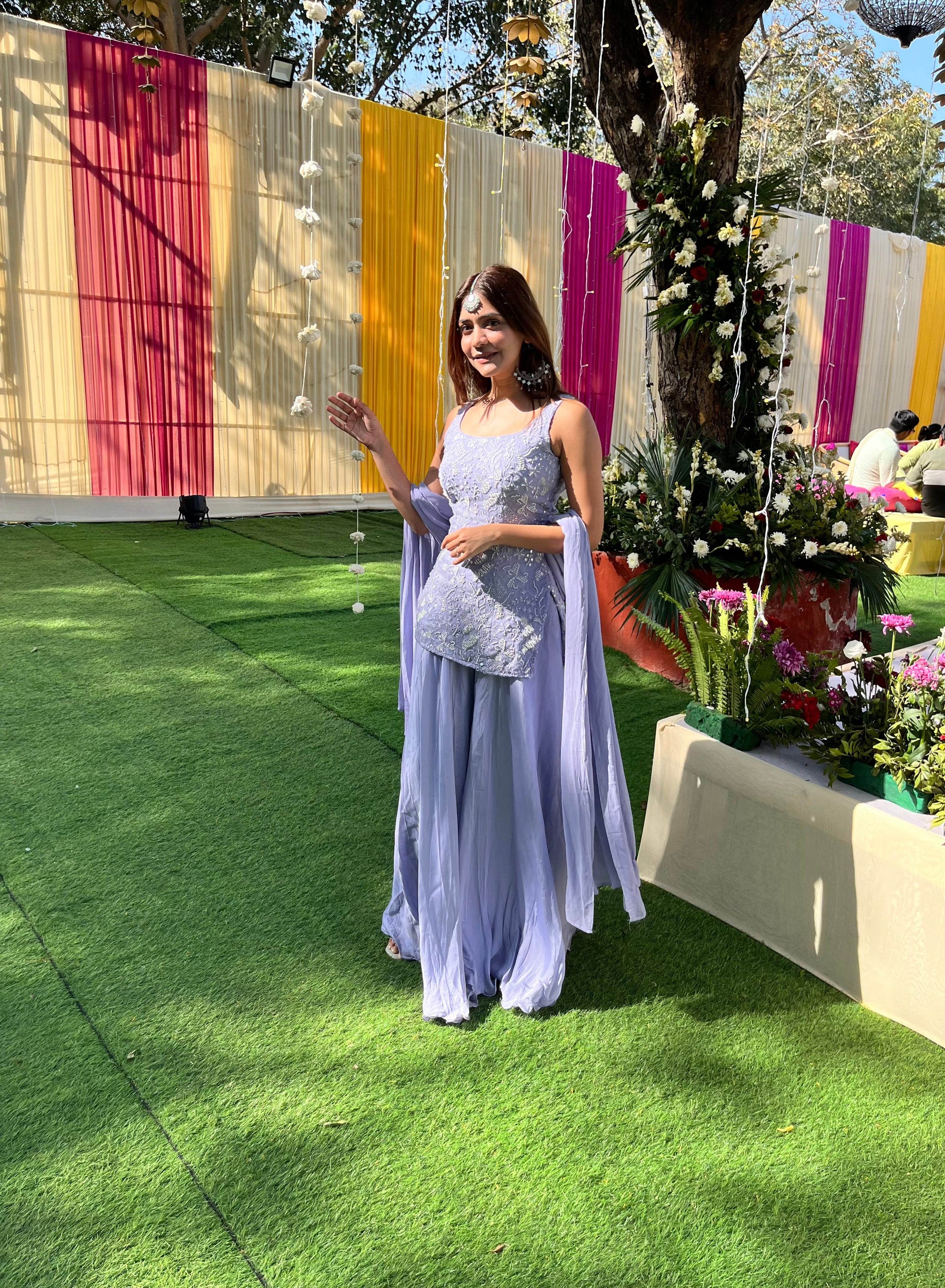 Chaandni Sharara Set - Lilac Blue - That Gal