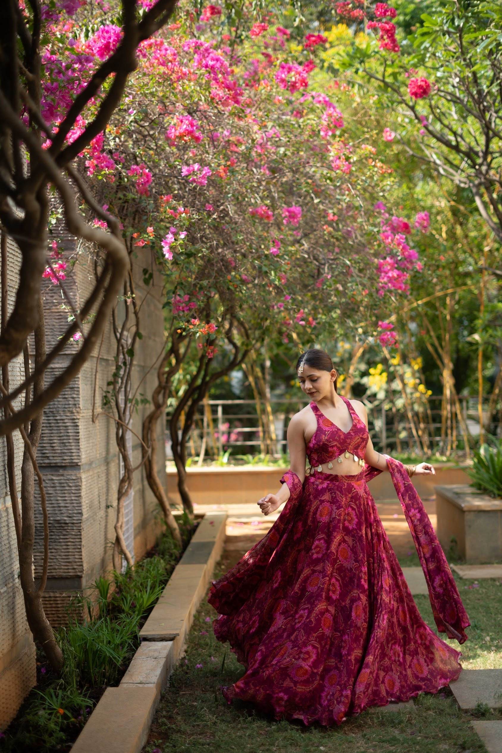 Gul - Pink Floral Lehenga Set - That Gal