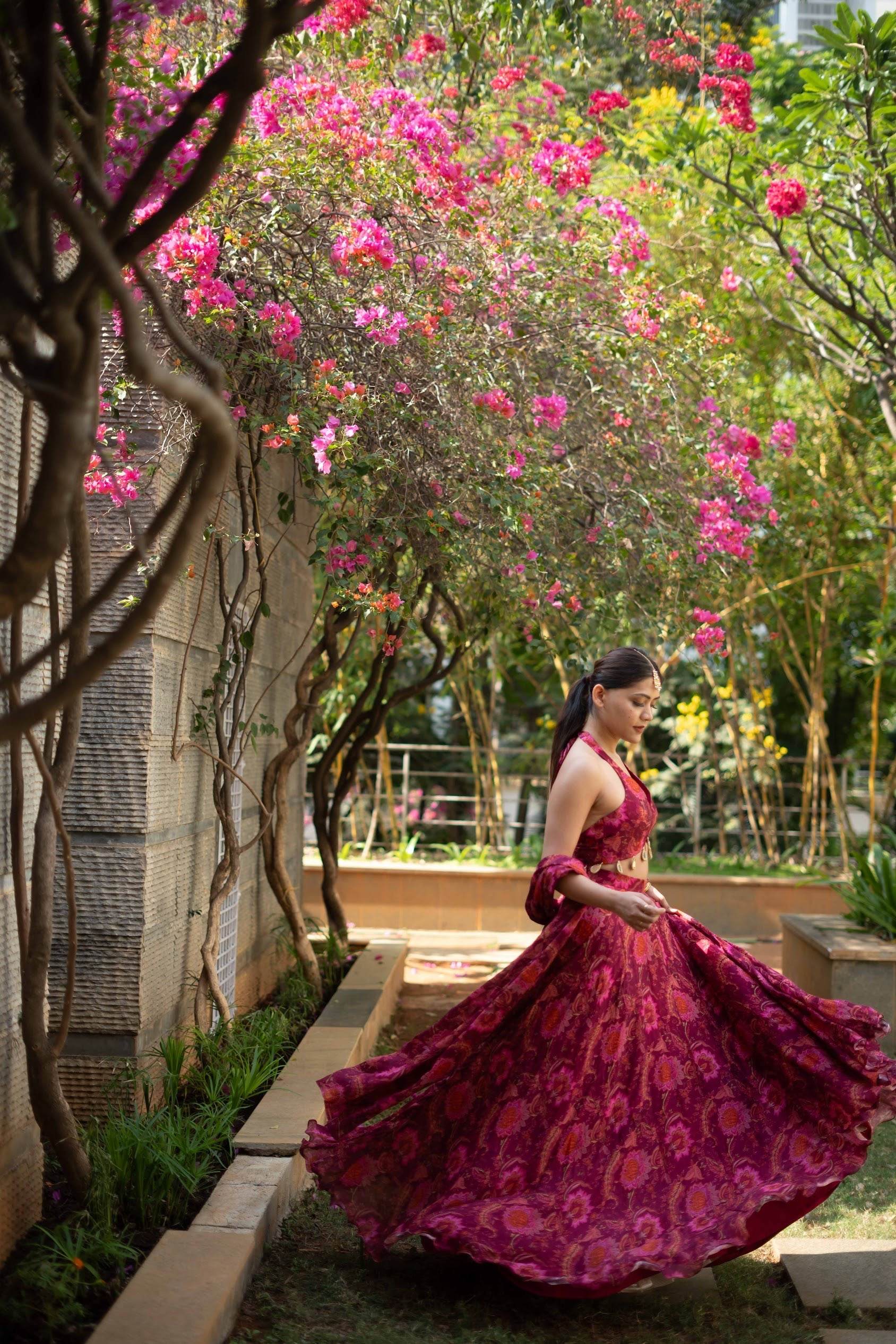 Gul - Pink Floral Lehenga Set - That Gal