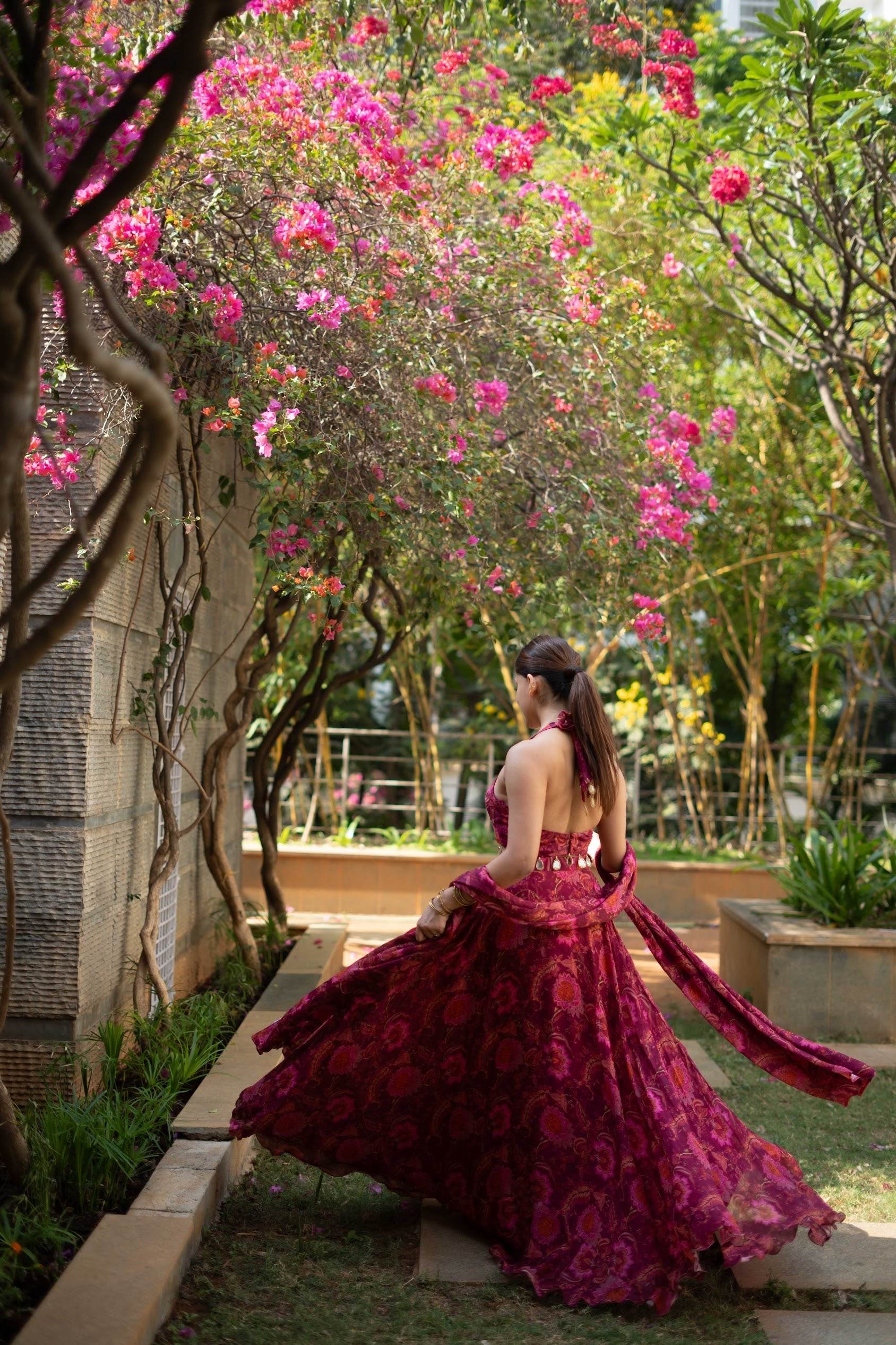 Gul - Pink Floral Lehenga Set - That Gal