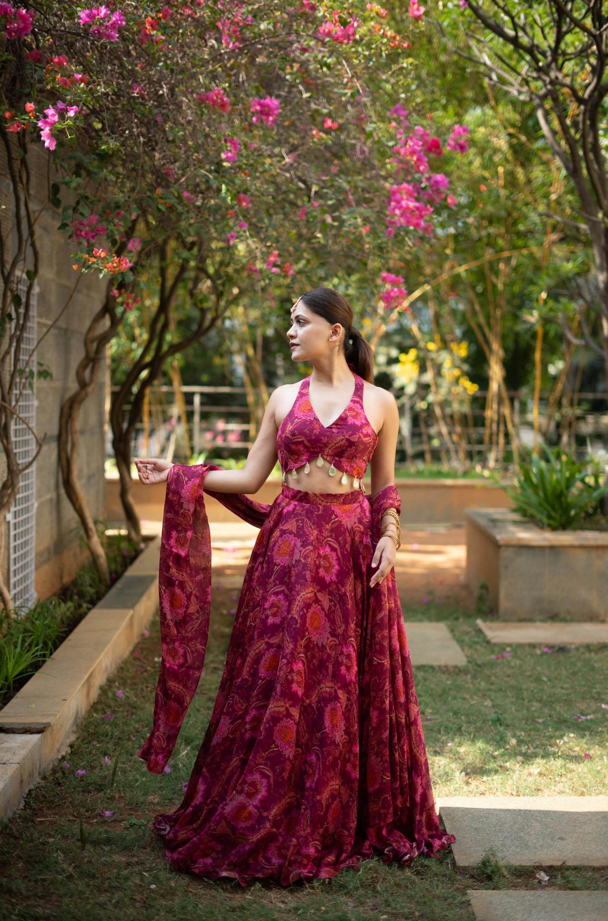 Gul - Pink Floral Lehenga Set - That Gal