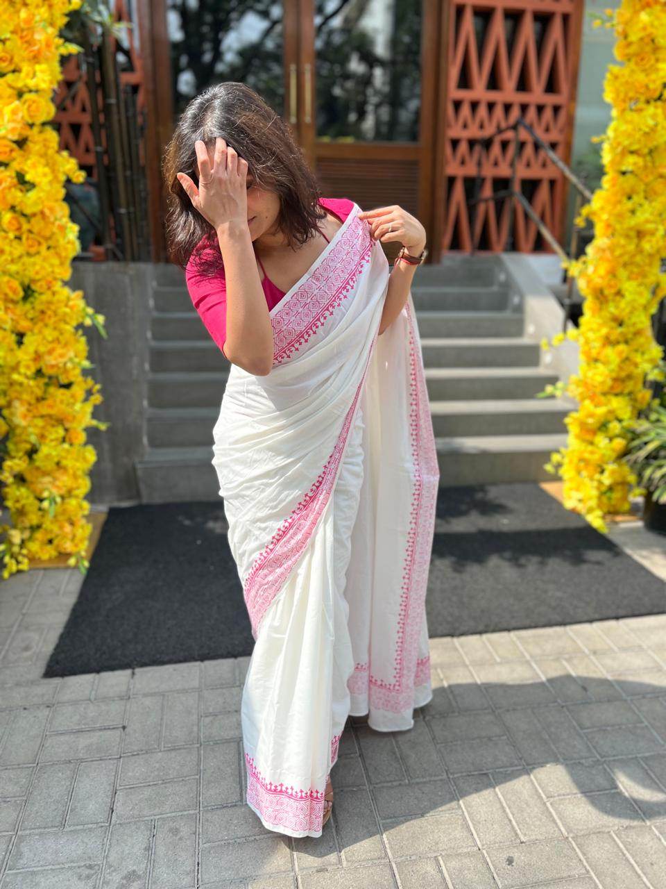 Mul Cotton Block Printed Saree - That Gal