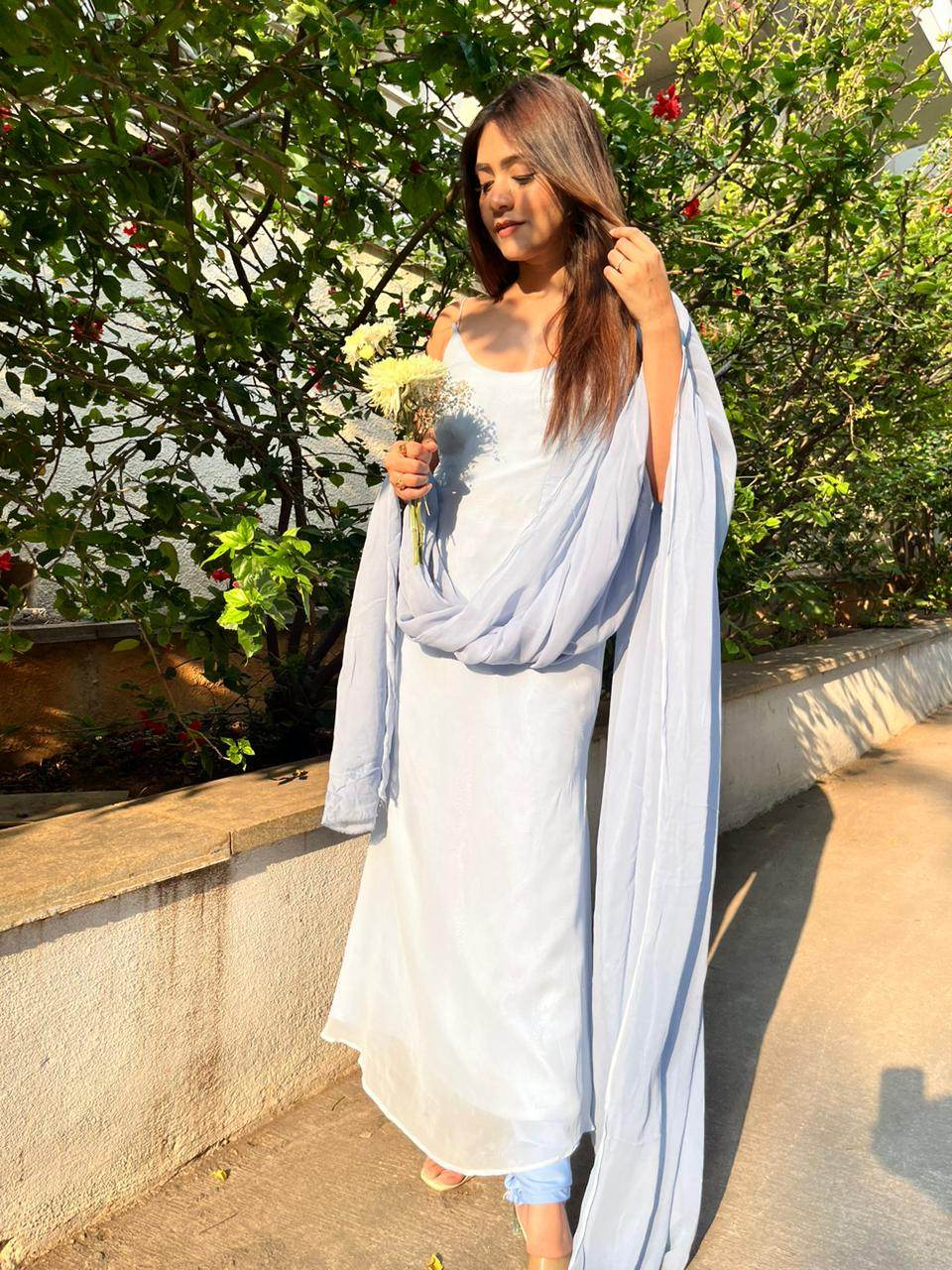 Zoya- Our Light blue georgette suit - That Gal