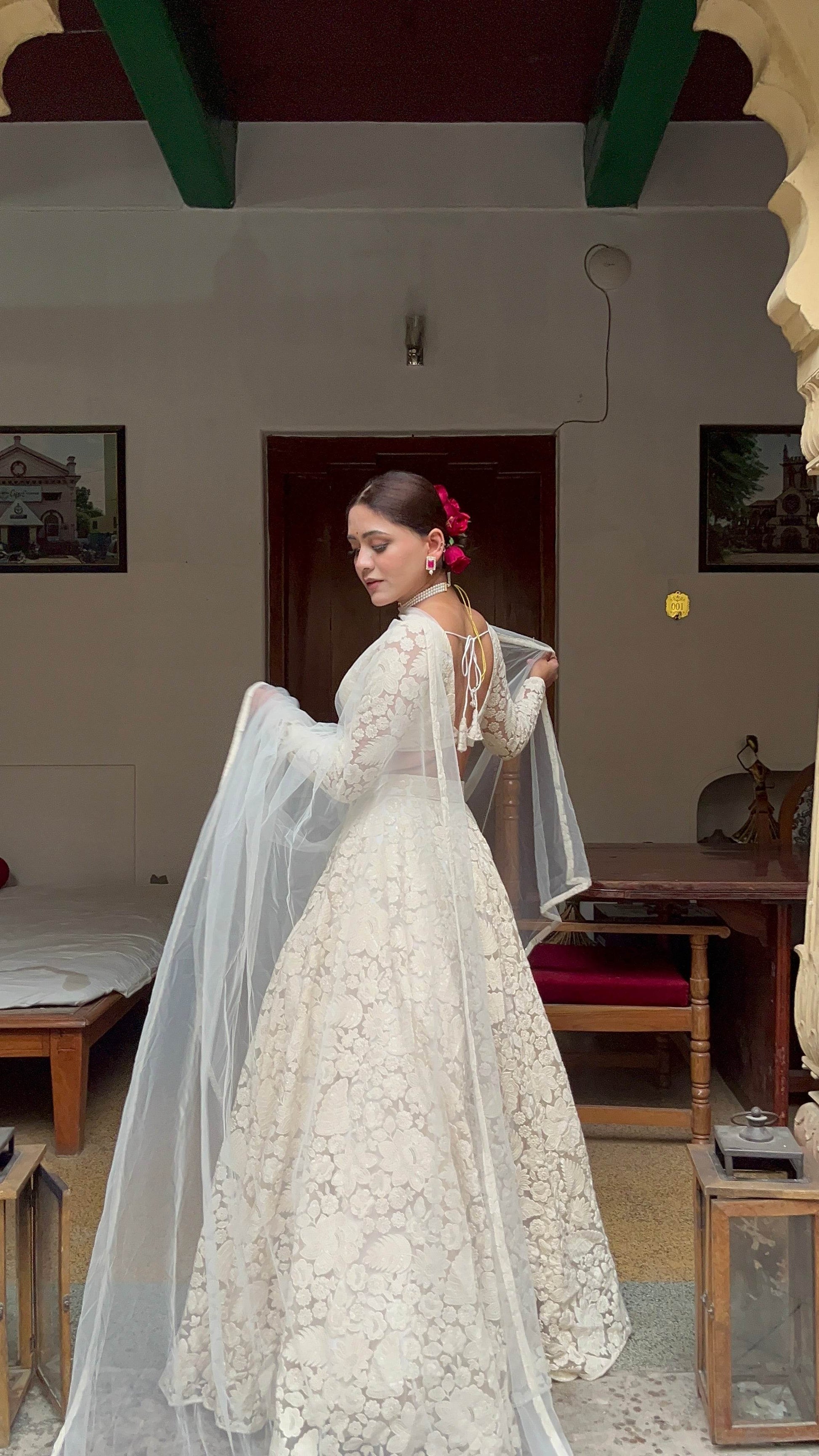 White Floral Lehenga - That Gal