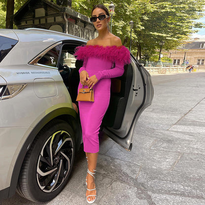 Hot Pink Off-Shoulder Dress