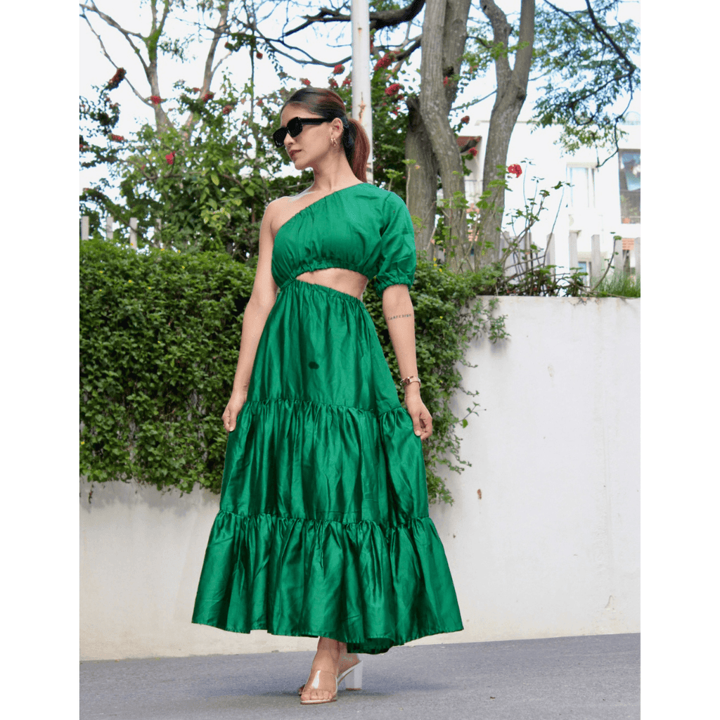 Chloe Cotton Linen Dress - Green - That Gal