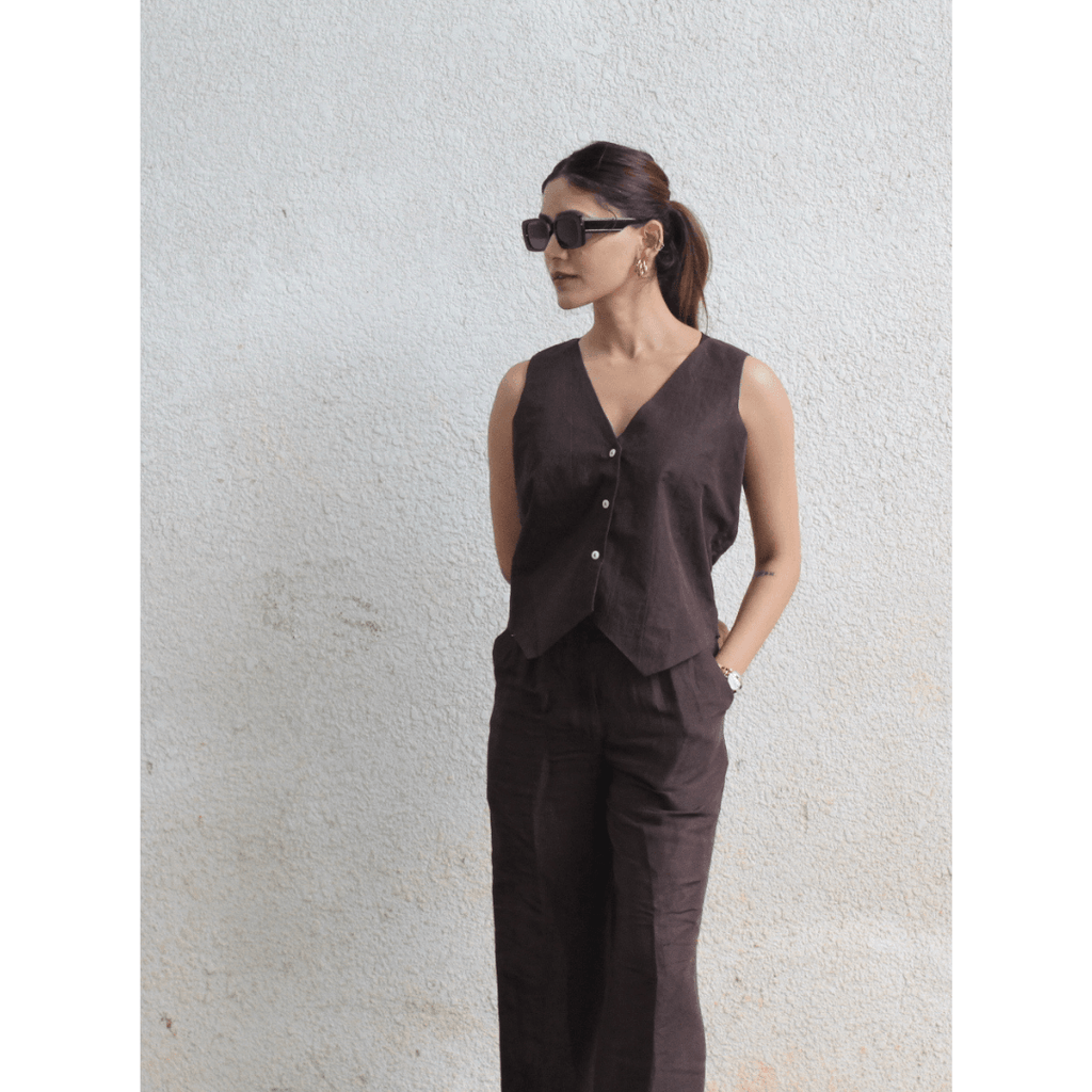 Linen Coord Set - Brown - That Gal