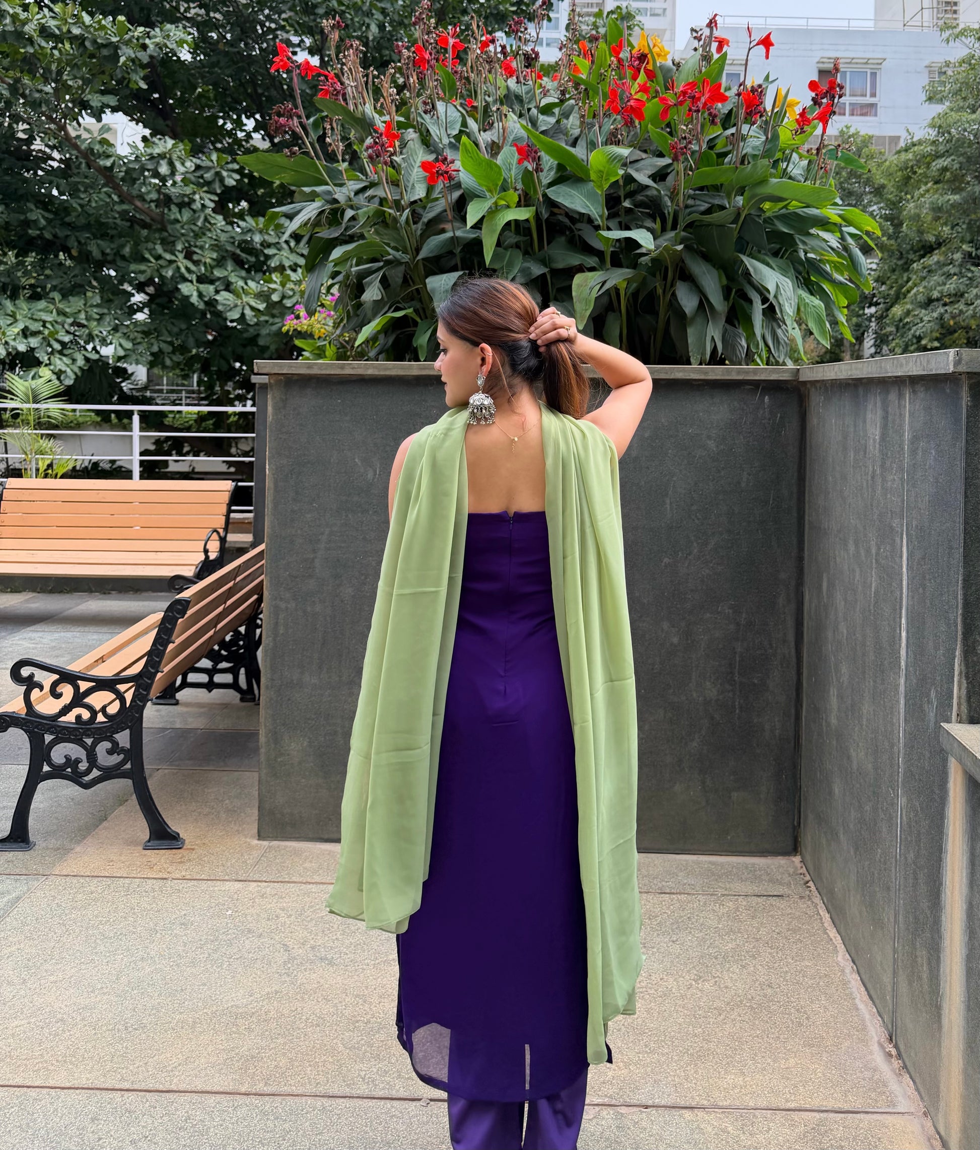Pia Suit Set - Purple & Green