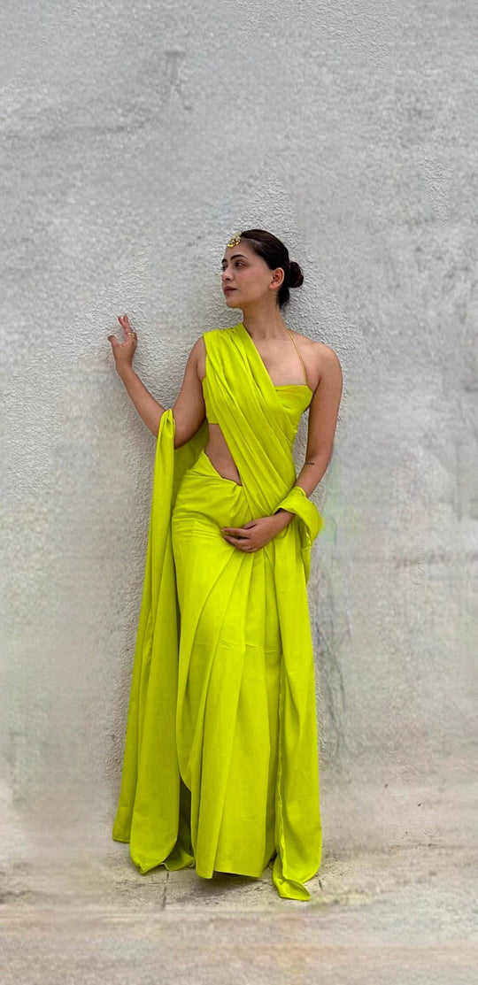 3 piece Lime Green saree set