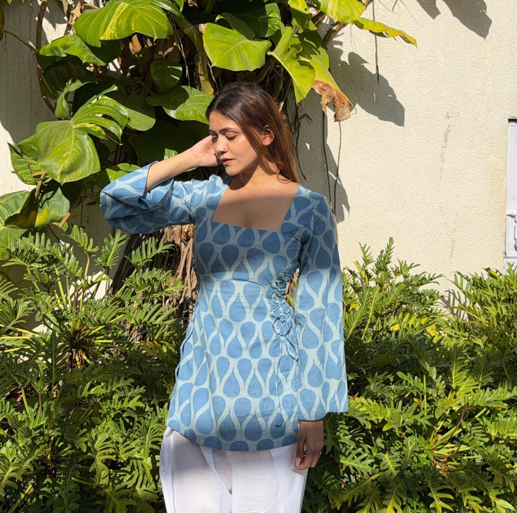 Ambar Side-Tie Dabu Print Kurti