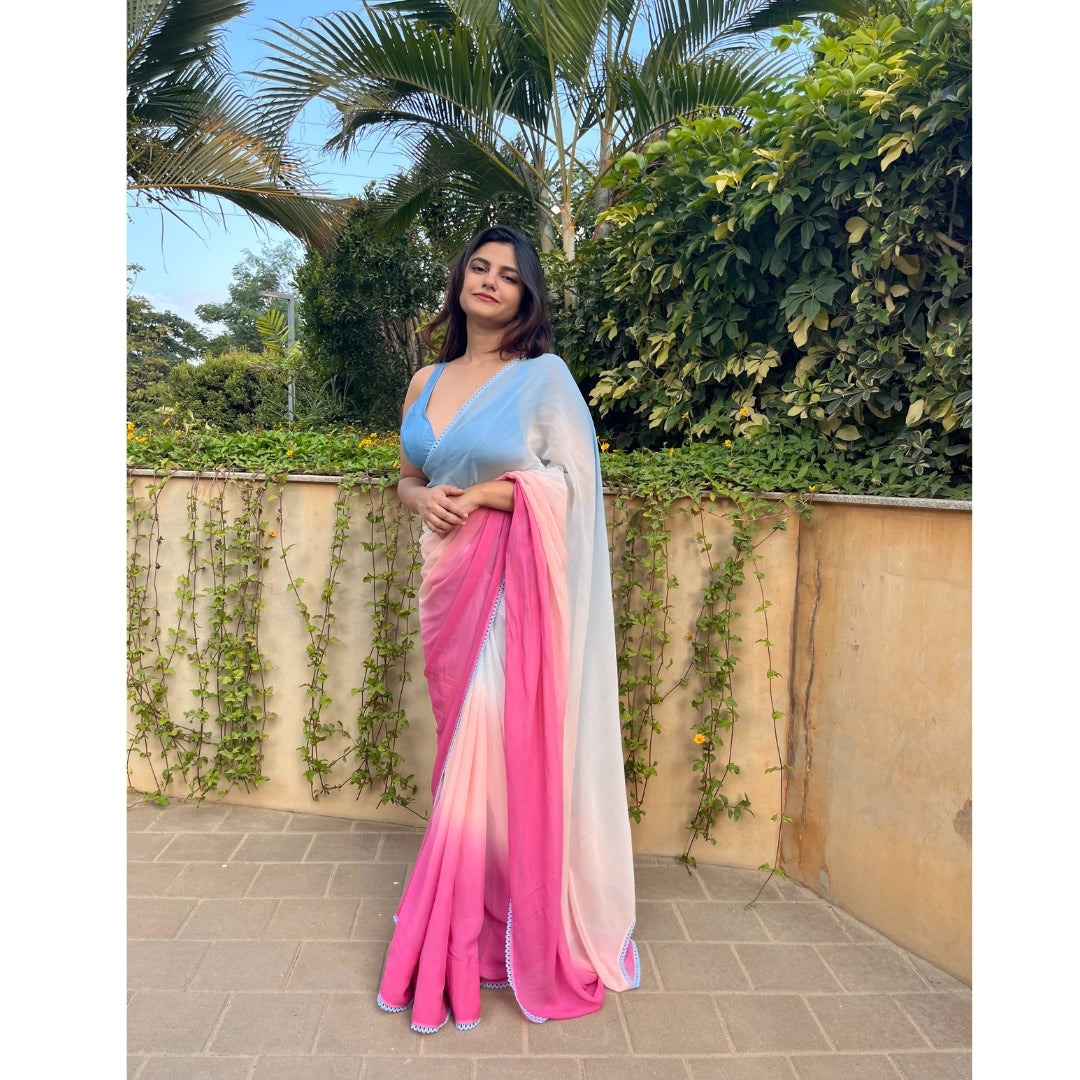 Alia Blue-Mauve Saree