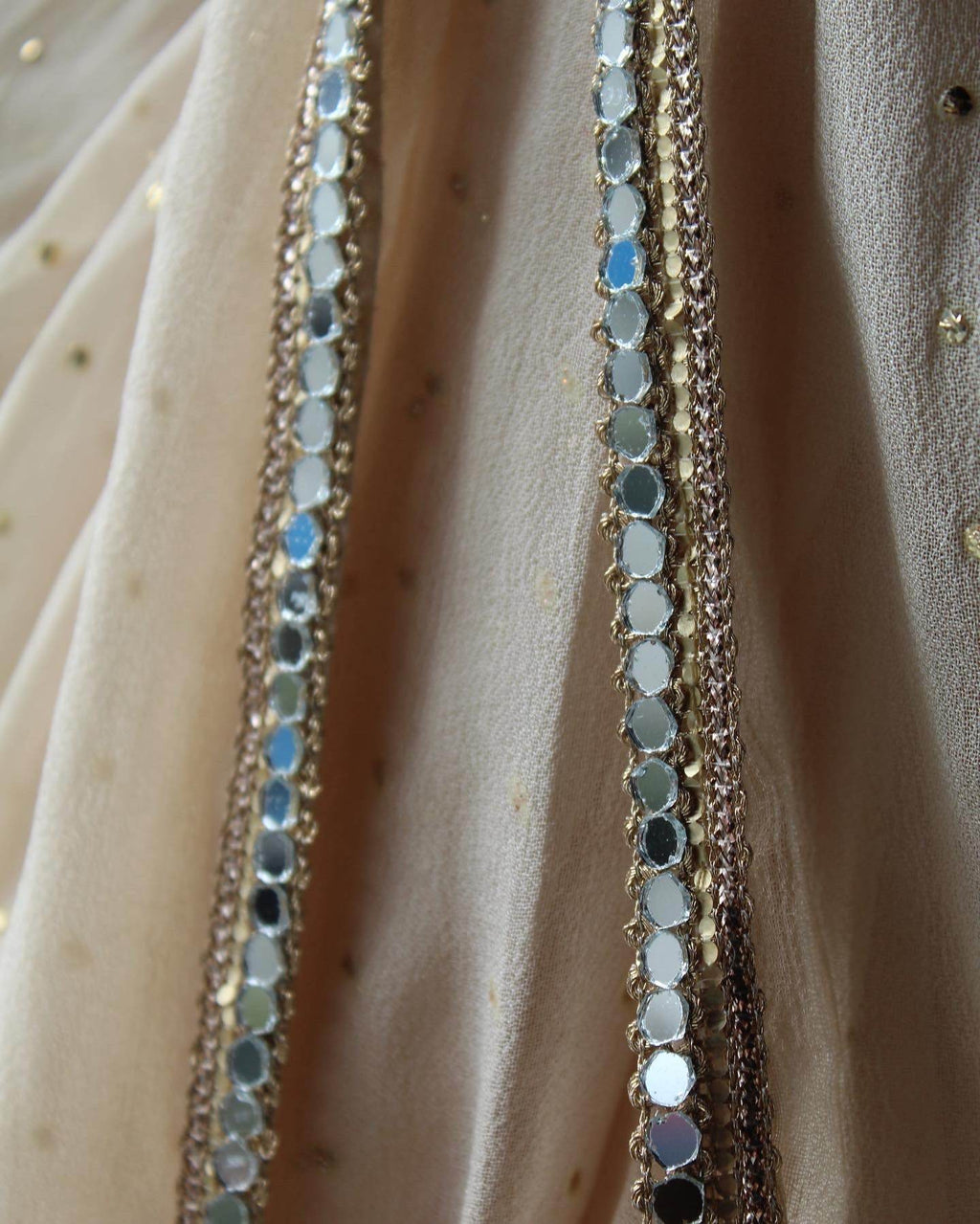 Beige Mukaish Work Saree - That Gal