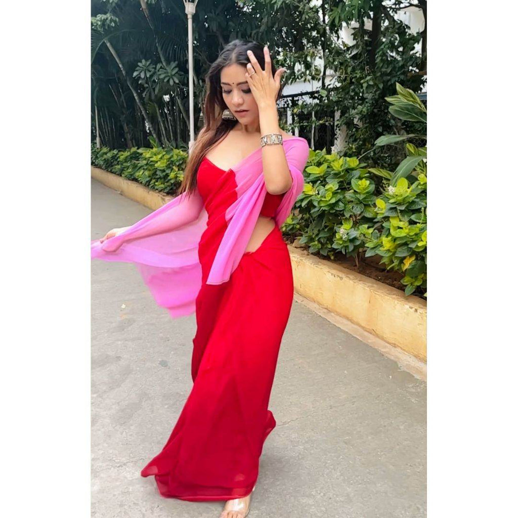 Red & Pink Alia Saree - That Gal