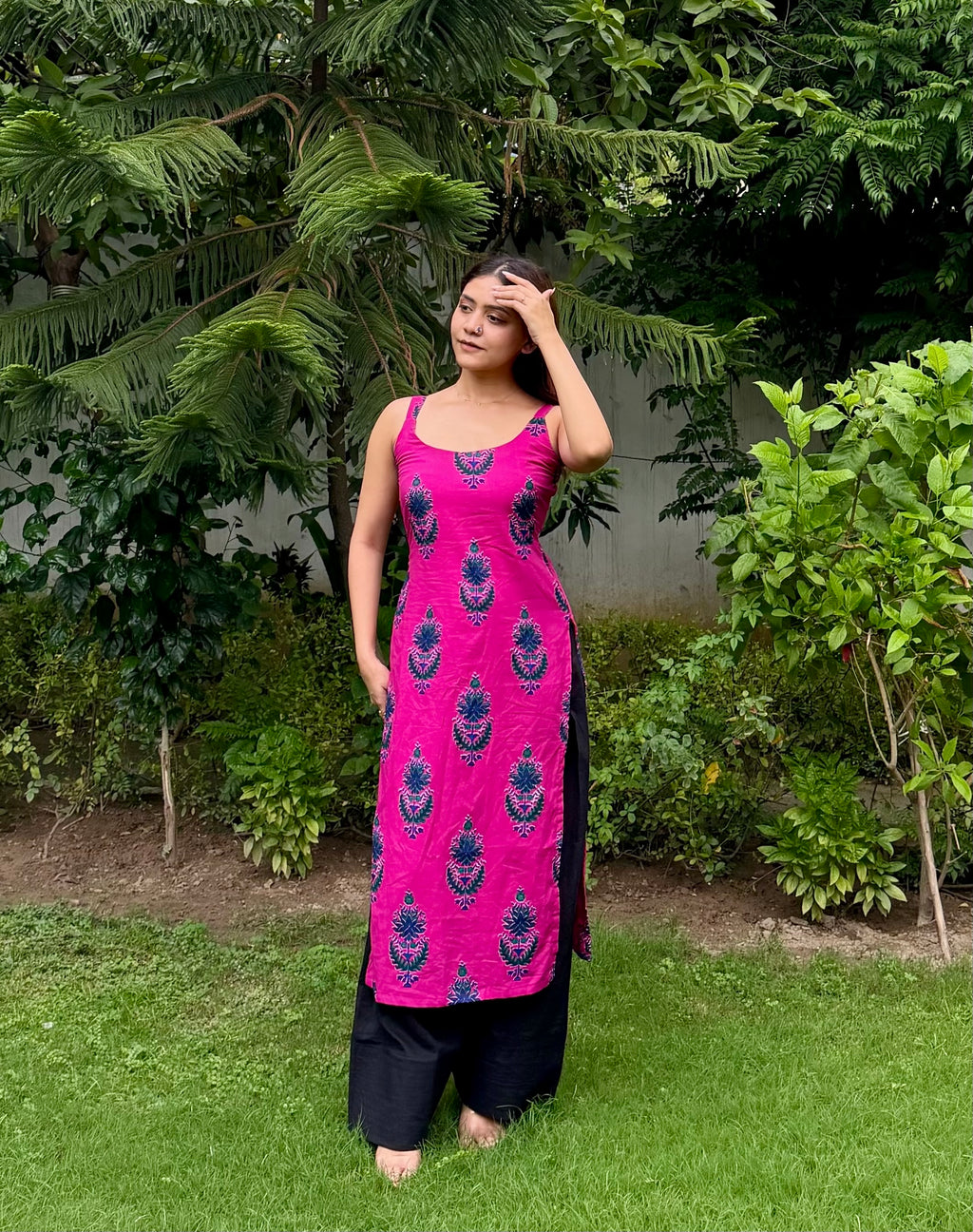 Reet Bagru Print Long Kurti