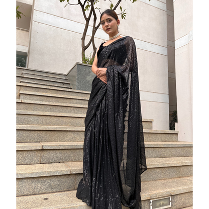 Black Sequin Saree