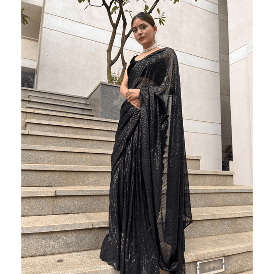 Black Sequin Saree