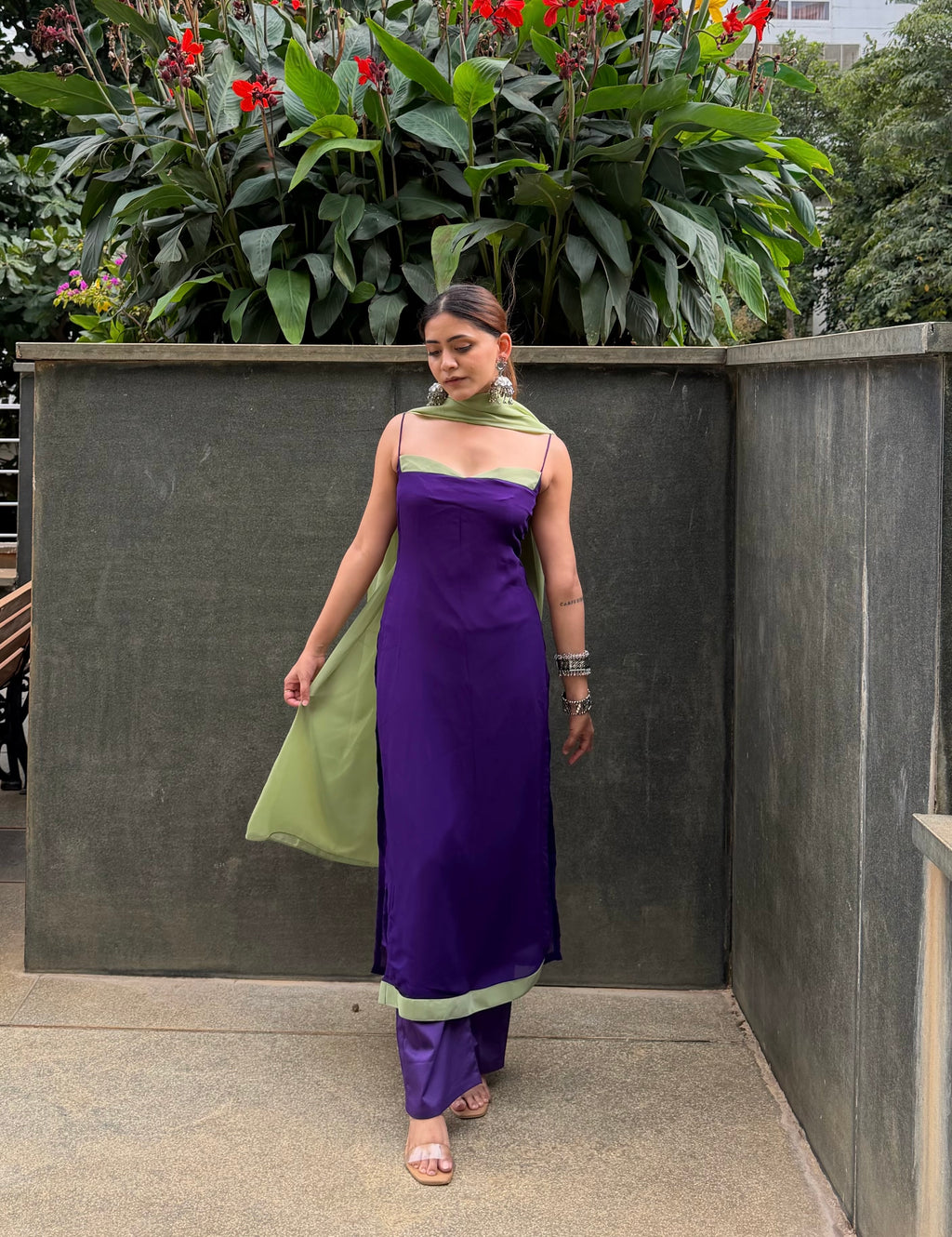 Pia Suit Set - Purple & Green