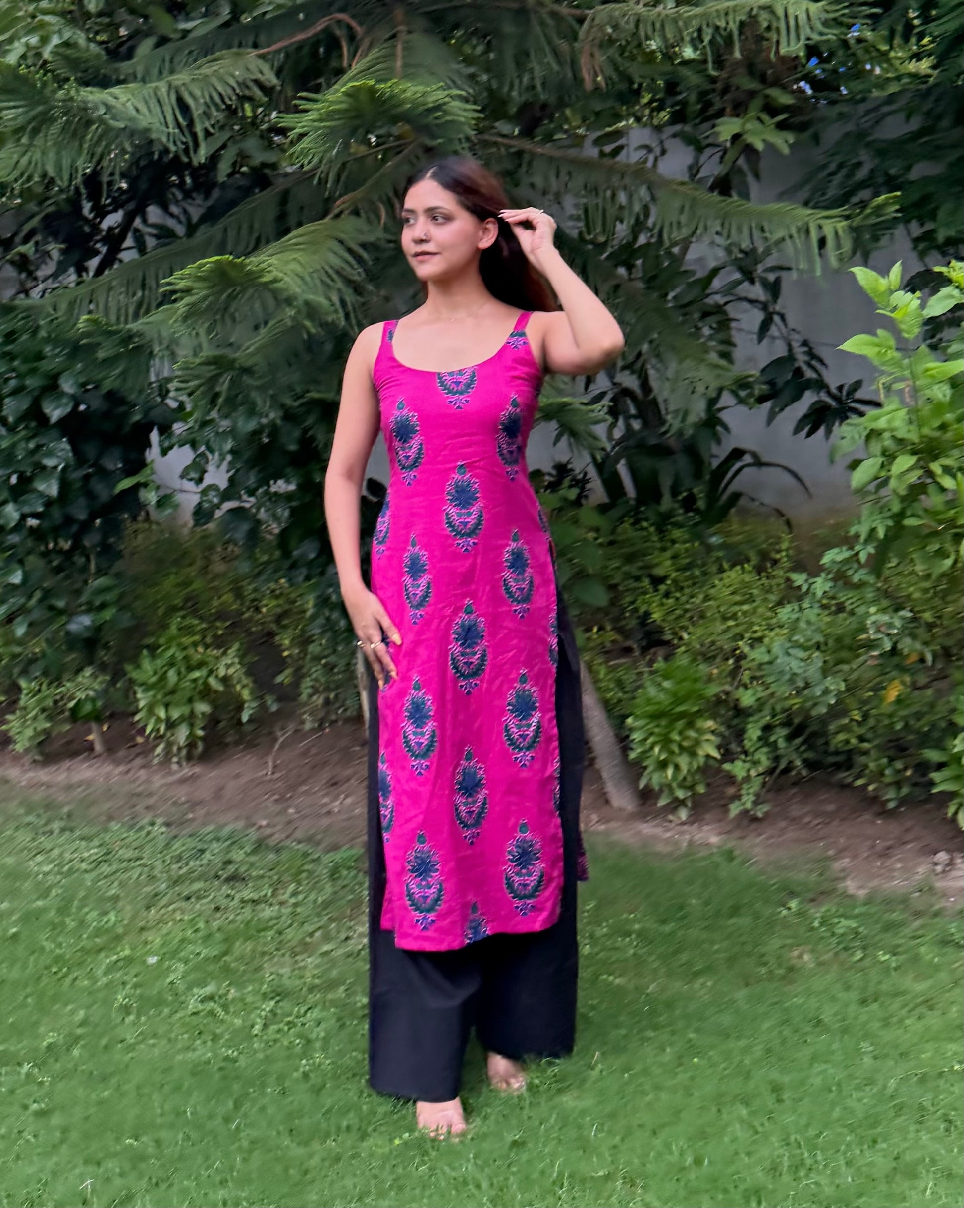 Reet Bagru Print Long Kurti