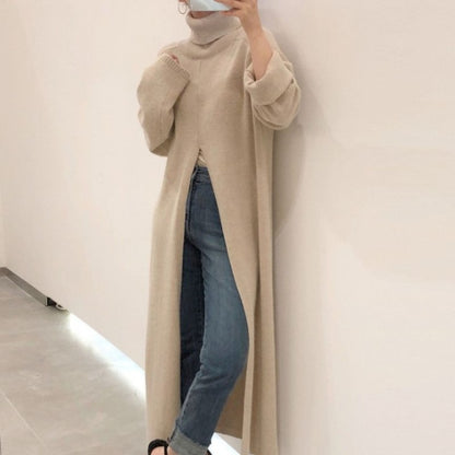 High Slit Long Knit Sweater