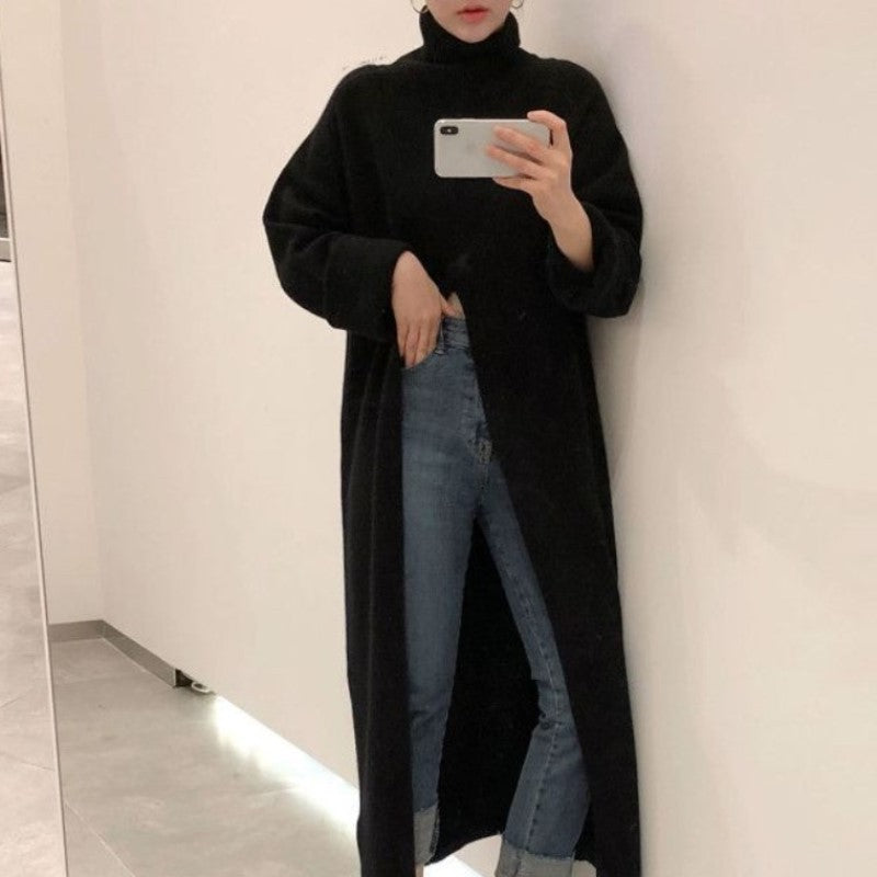 High Slit Long Knit Sweater