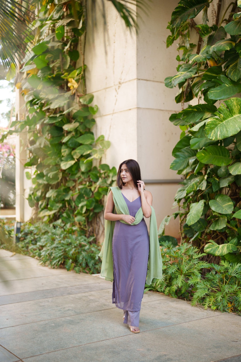 Jia Suit Set - Purple & Green