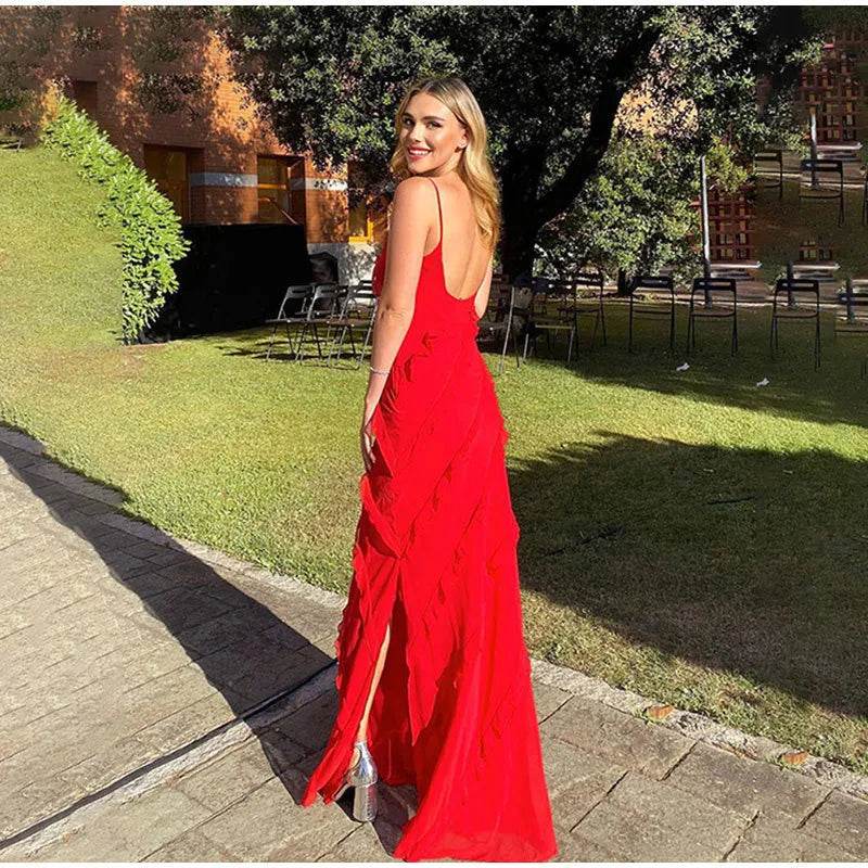 Rouge - Red Ruffled Maxi Dress - That Gal