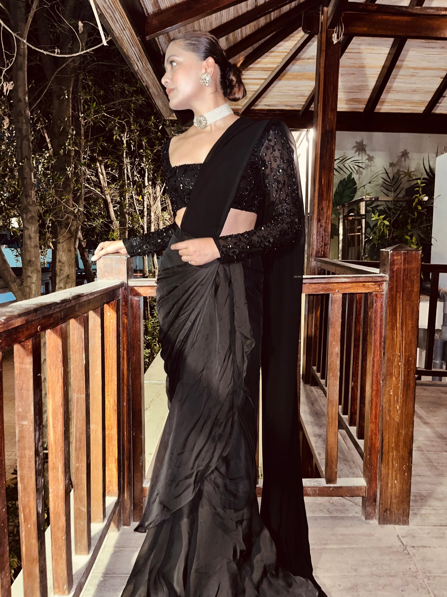 Black Ruffled Saree