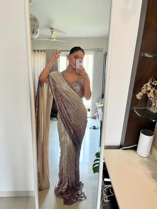 Zeniya - Ombre Sequin Saree