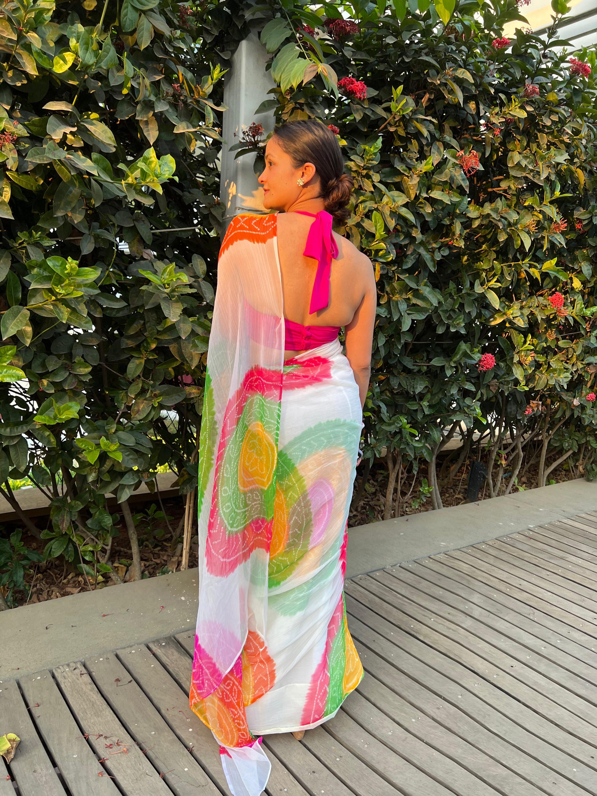 Faguniya Chiffon Saree - Colourful