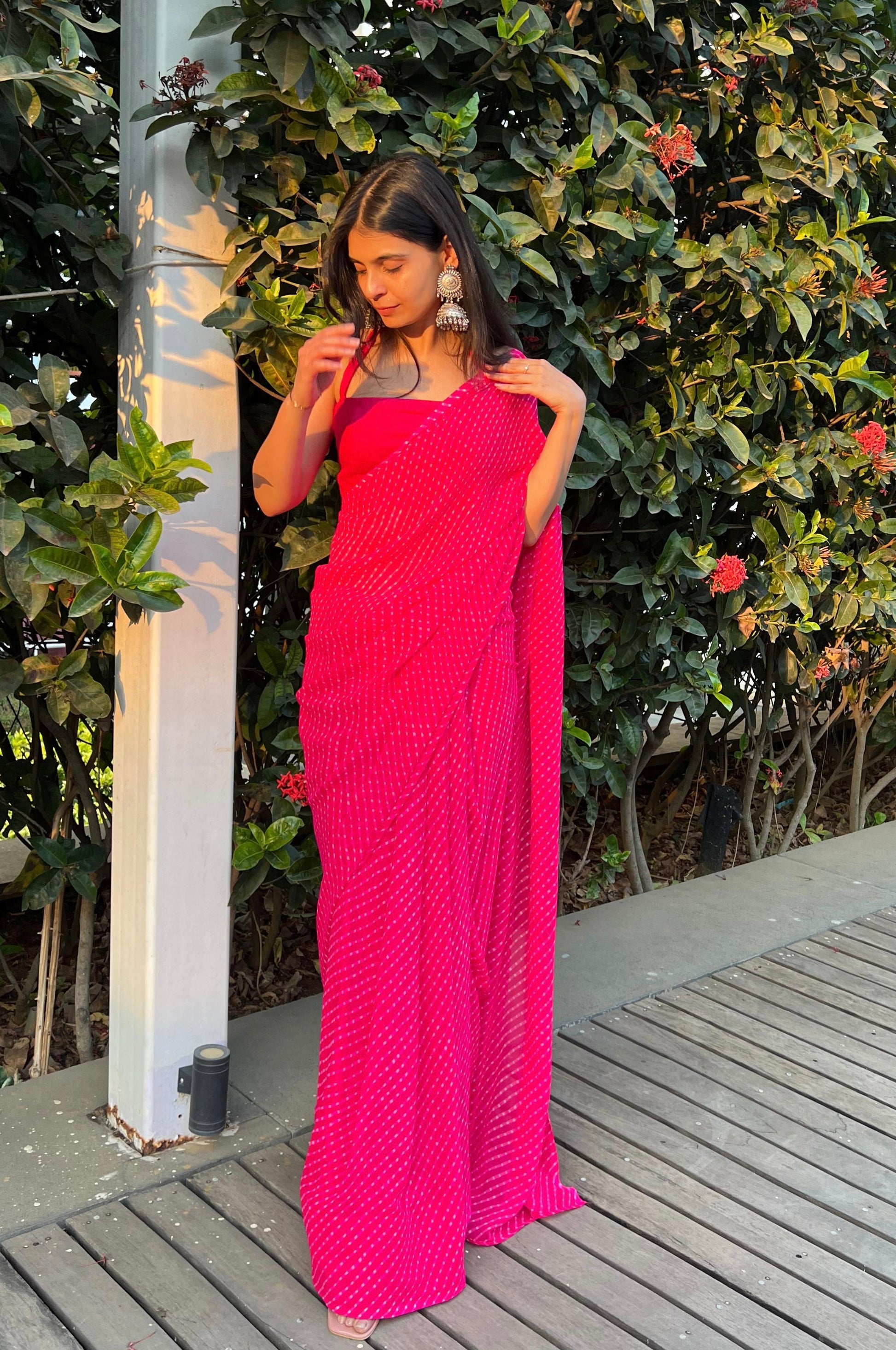 Leheriya Saree - Raani Pink