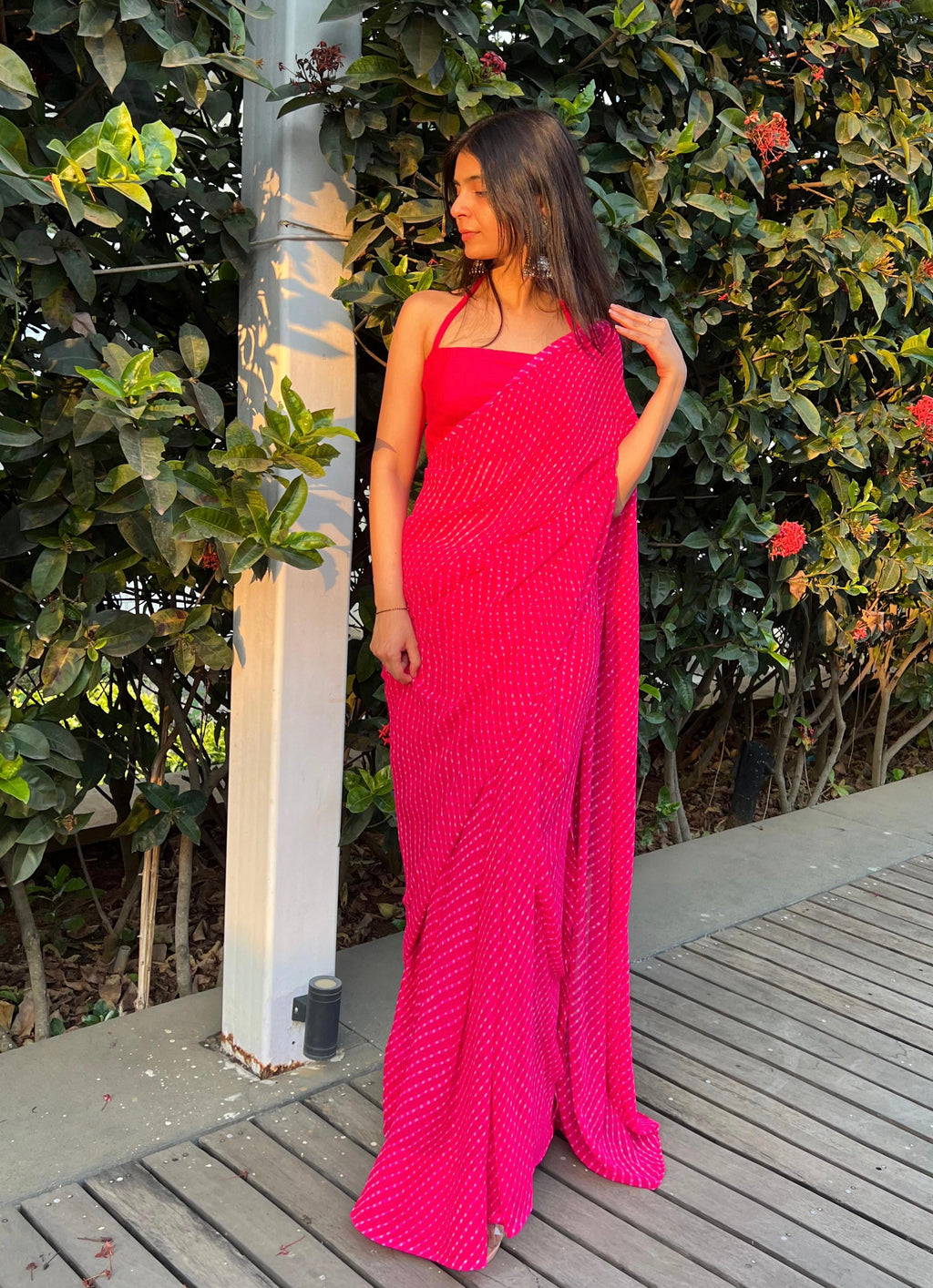 Leheriya Saree - Raani Pink