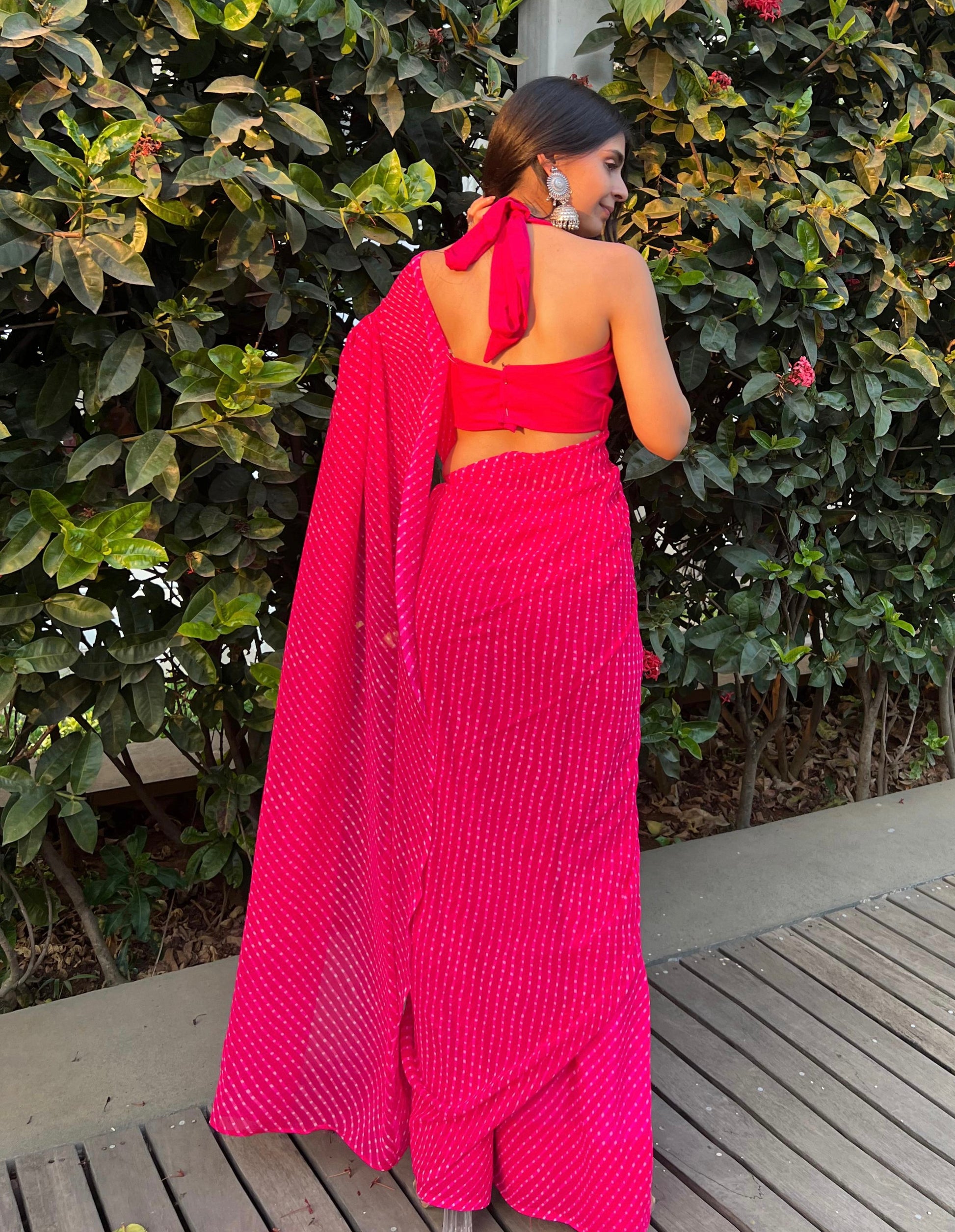 Leheriya Saree - Raani Pink