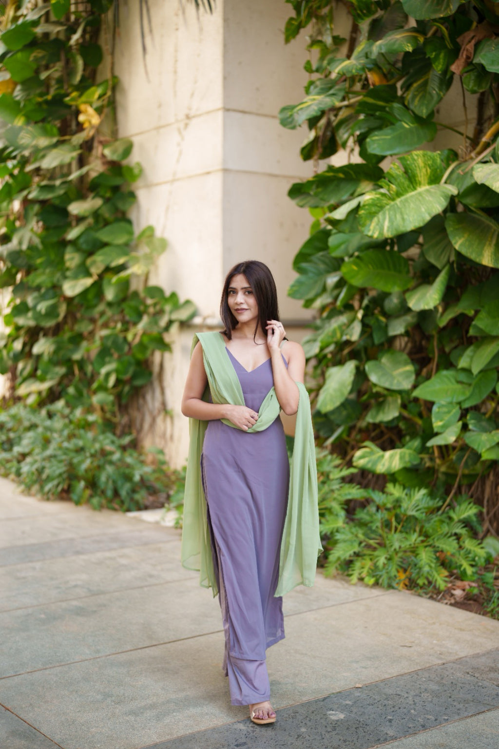Jia Suit Set - Purple & Green